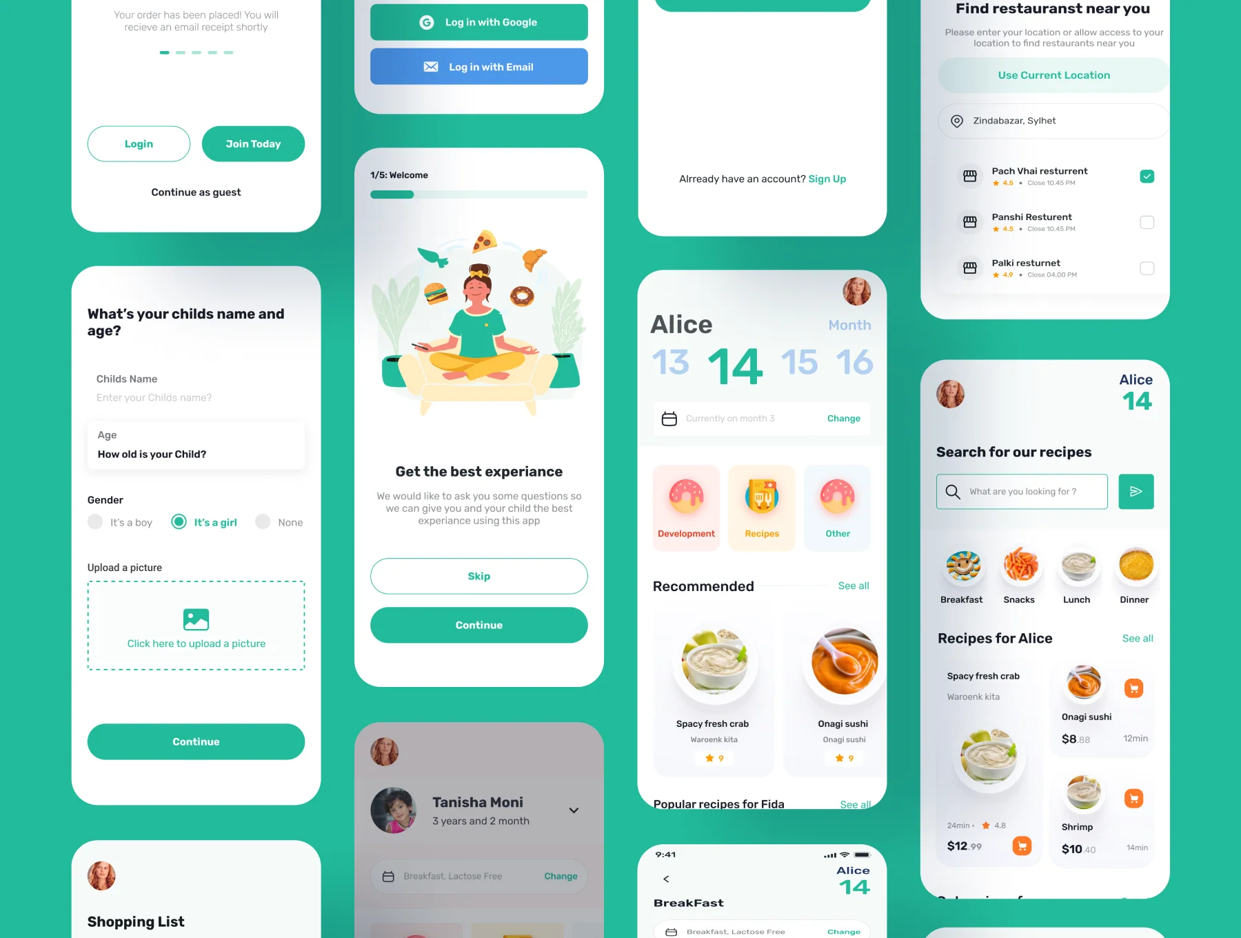 Baby Food Apps UI Kit 7