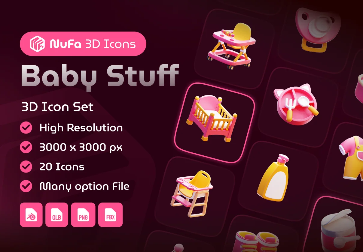 Baby Stuff 3D Icon Set
