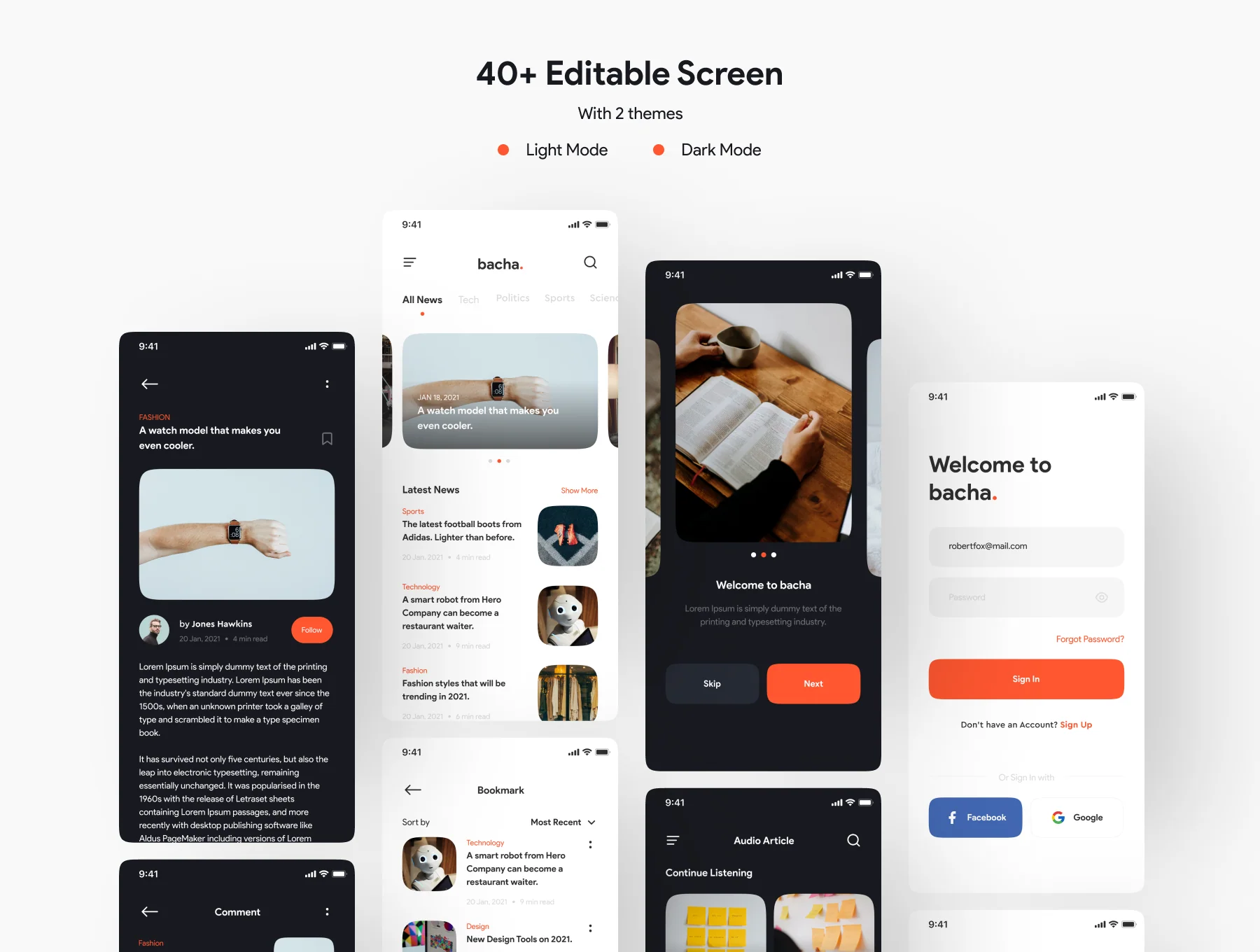 Bacha - News App UI Kit 2