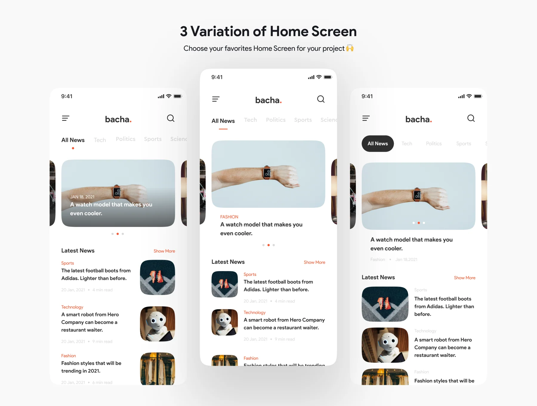 Bacha - News App UI Kit 3