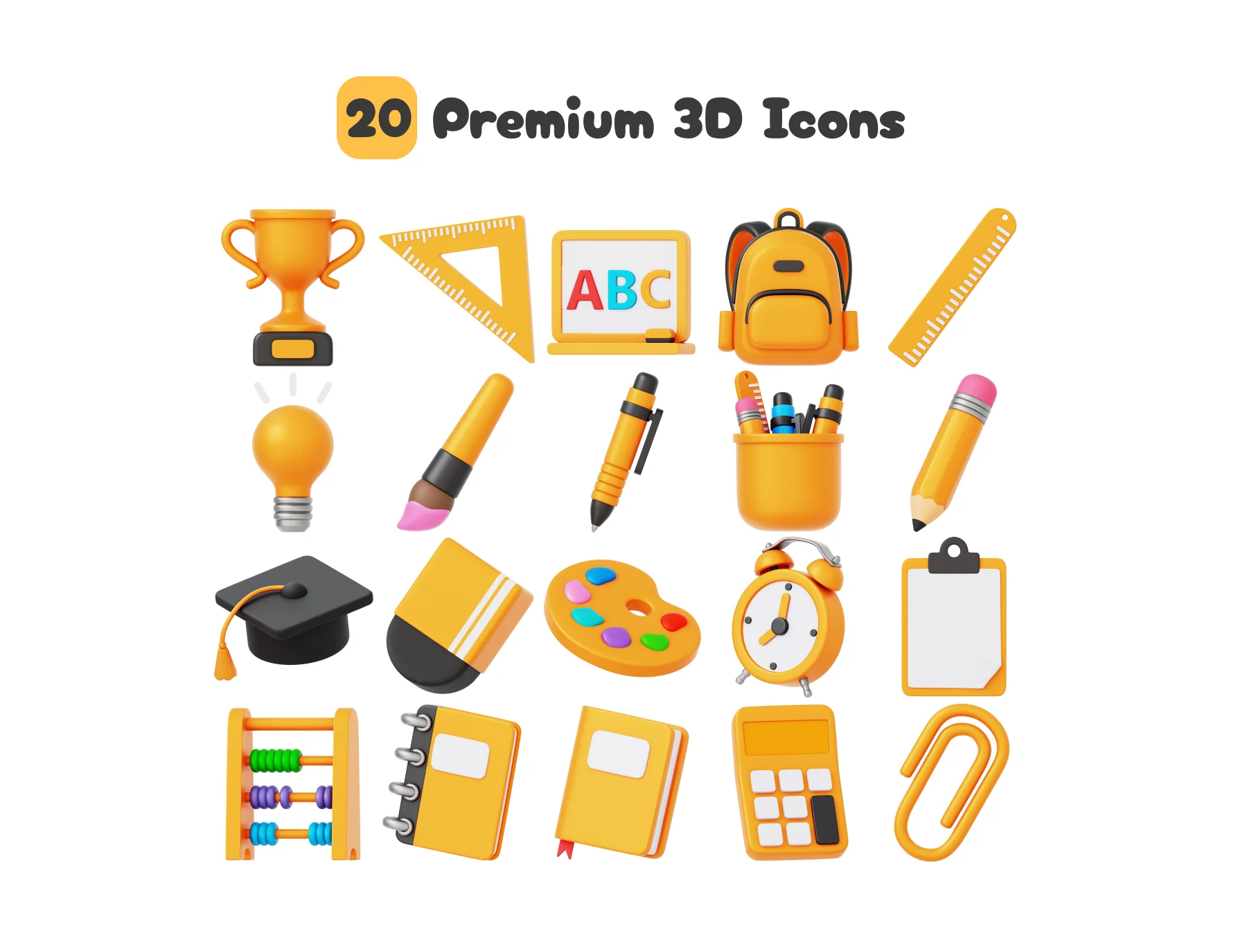 Back To School 3D Icons Set 5
