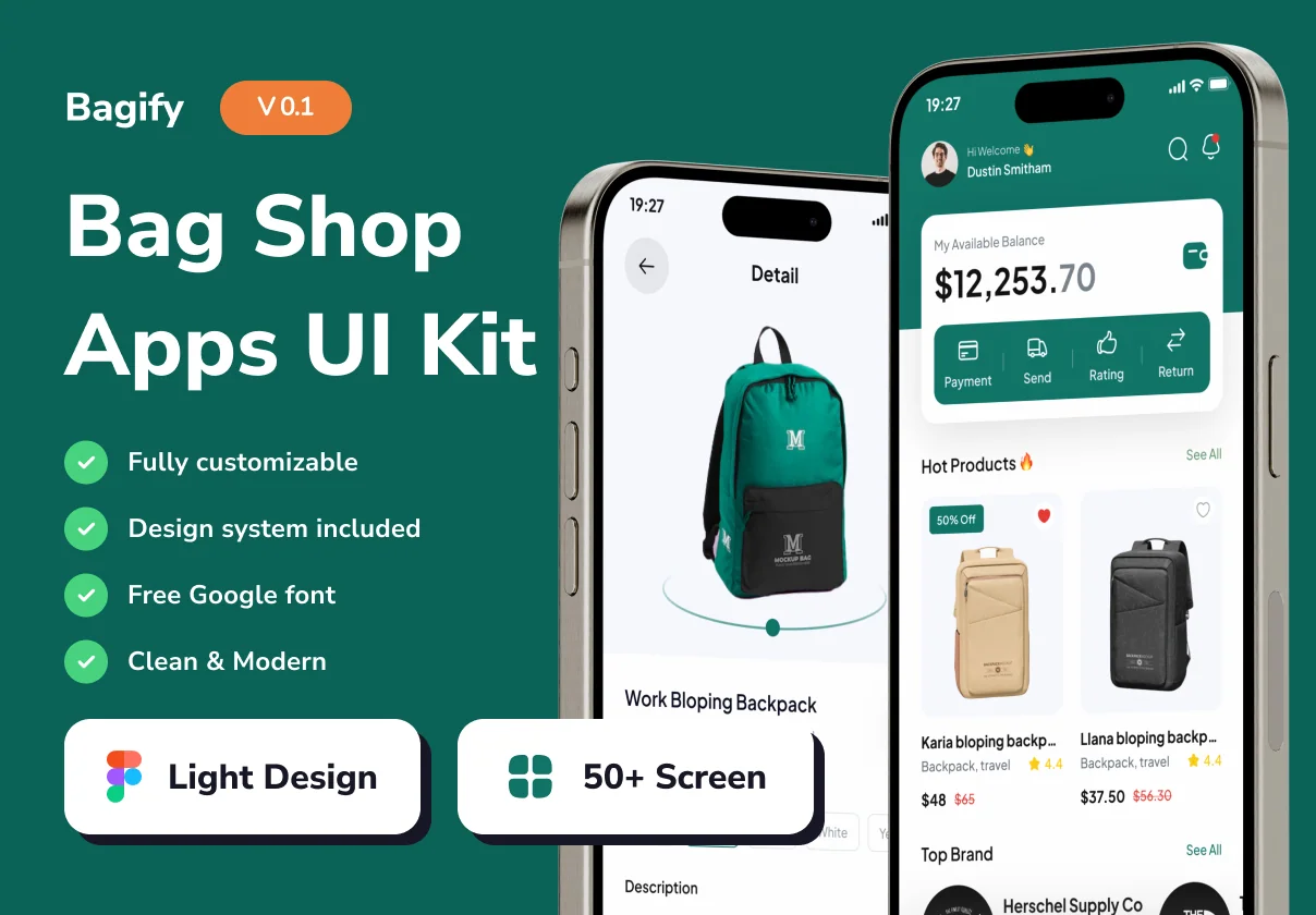 Bagify - Bag Shop E-Commerce Mobile App UI Kits