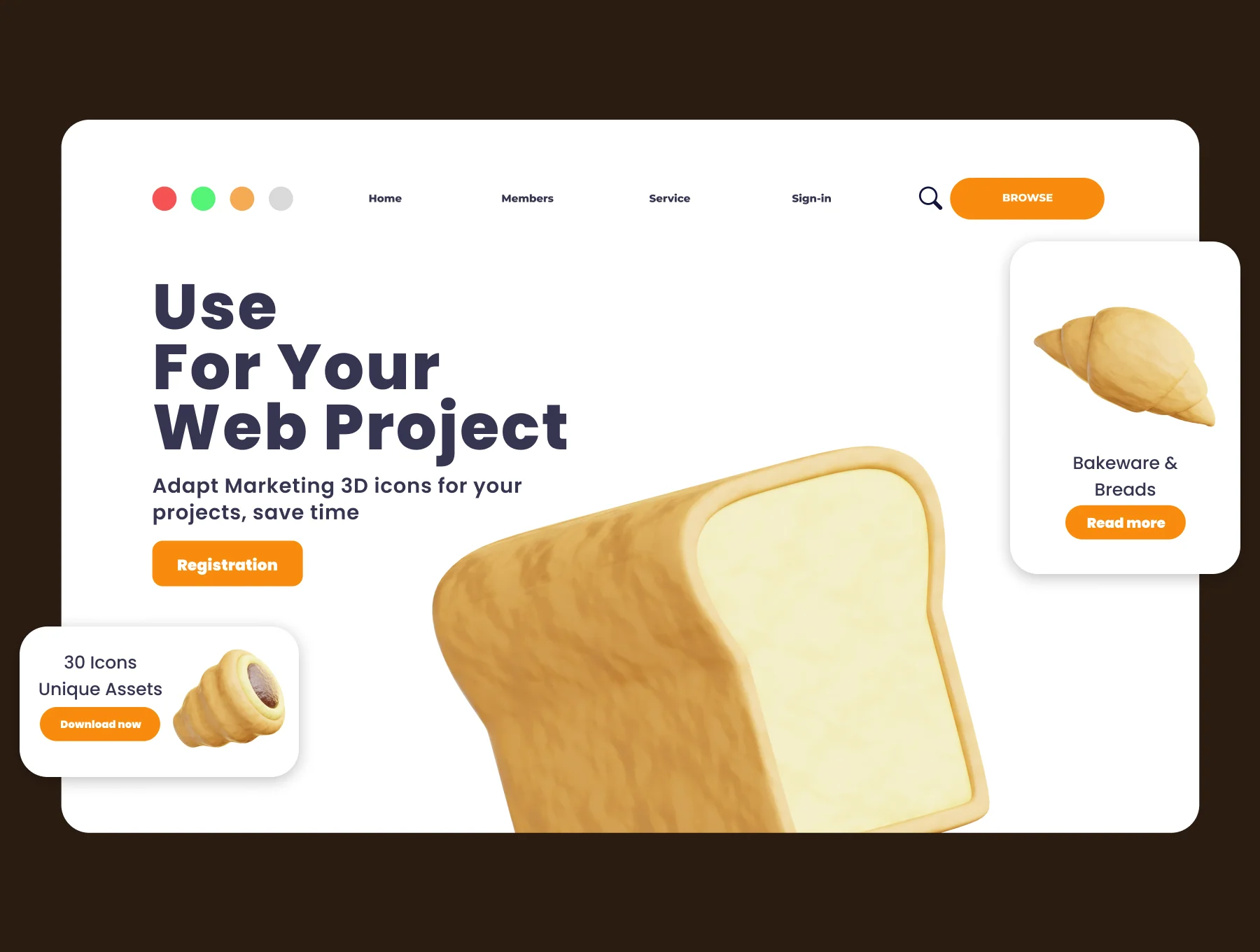 Bakeware & Breads 3D Illustration Pack 4