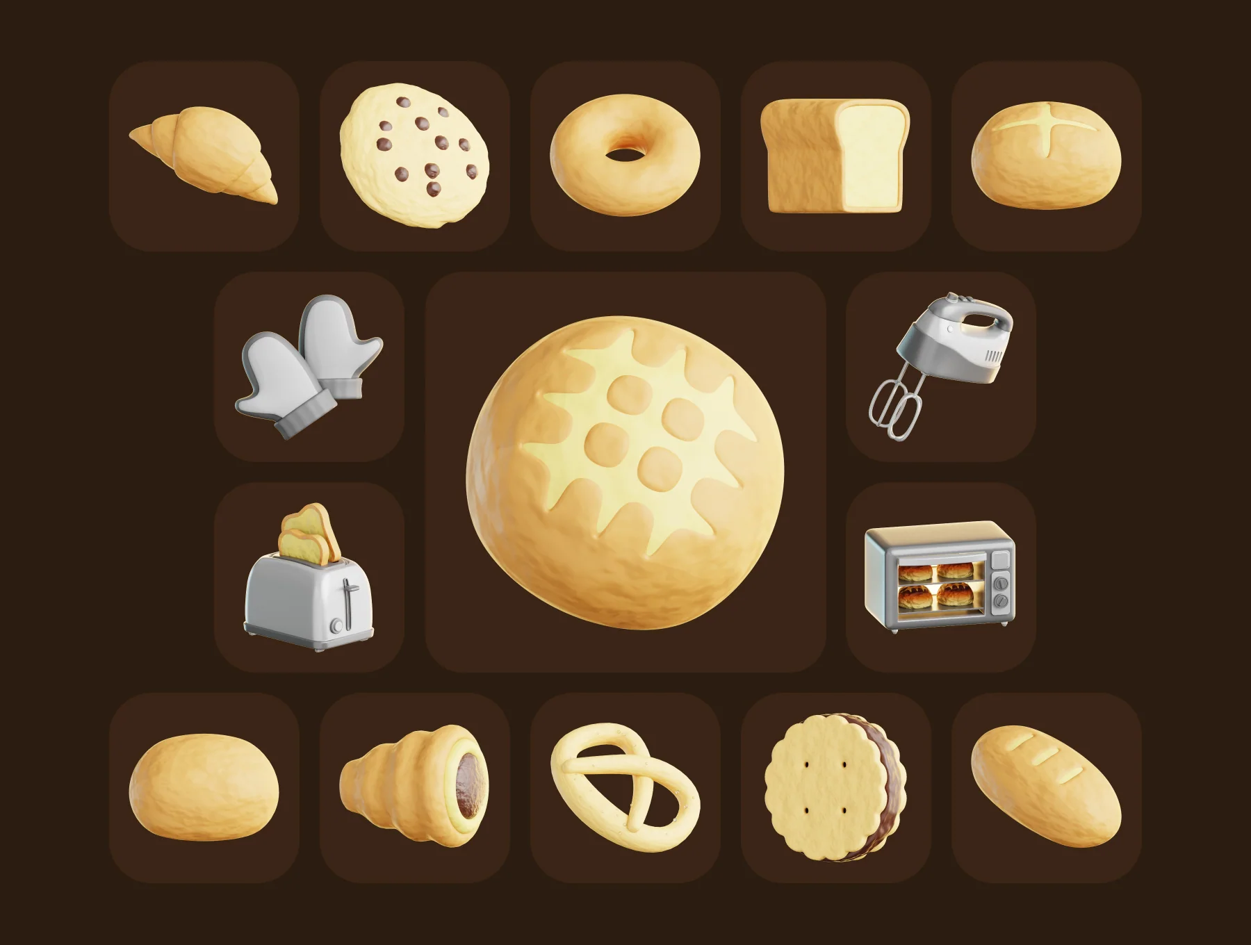 Bakeware & Breads 3D Illustration Pack 6