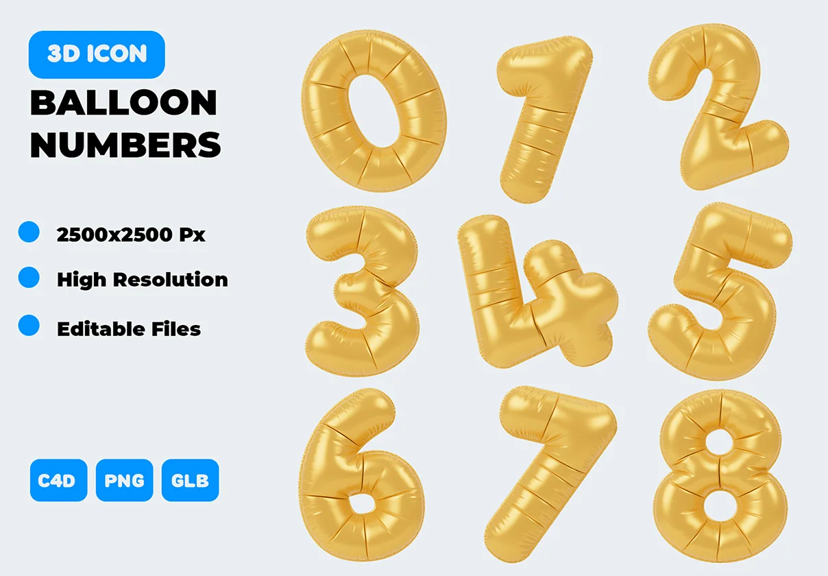 Balloon Numbers 3D Icon Pack