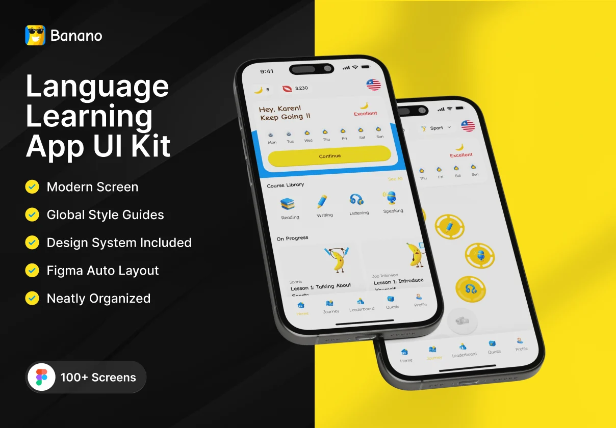 Banano - Language Learning App UI Kit