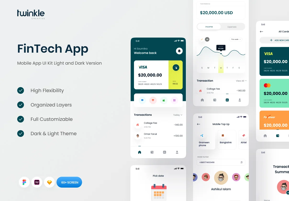 FinTech Mobile App UI KIT