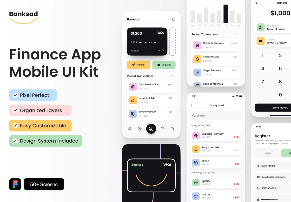 Banksad - Finance Mobile App UI Kit