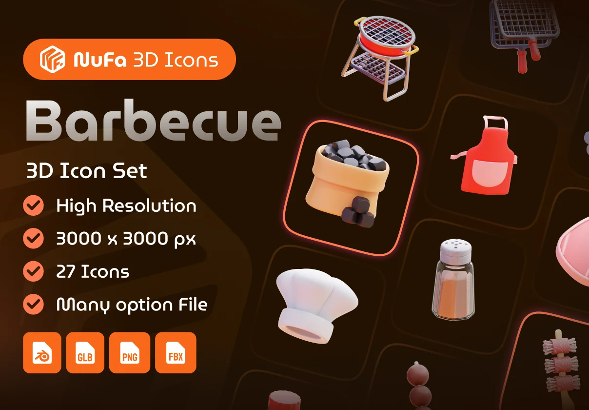 Barbecue 3D Icon Set