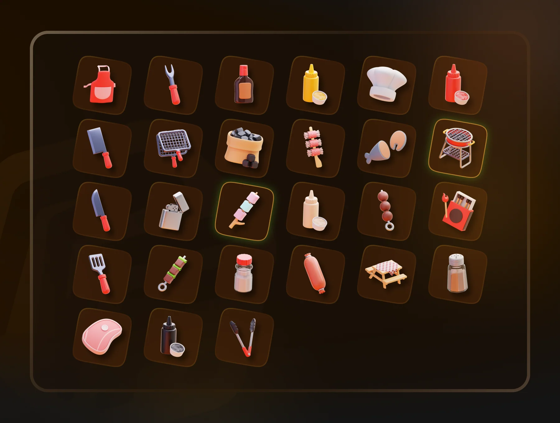 Barbecue 3D Icon Set 2