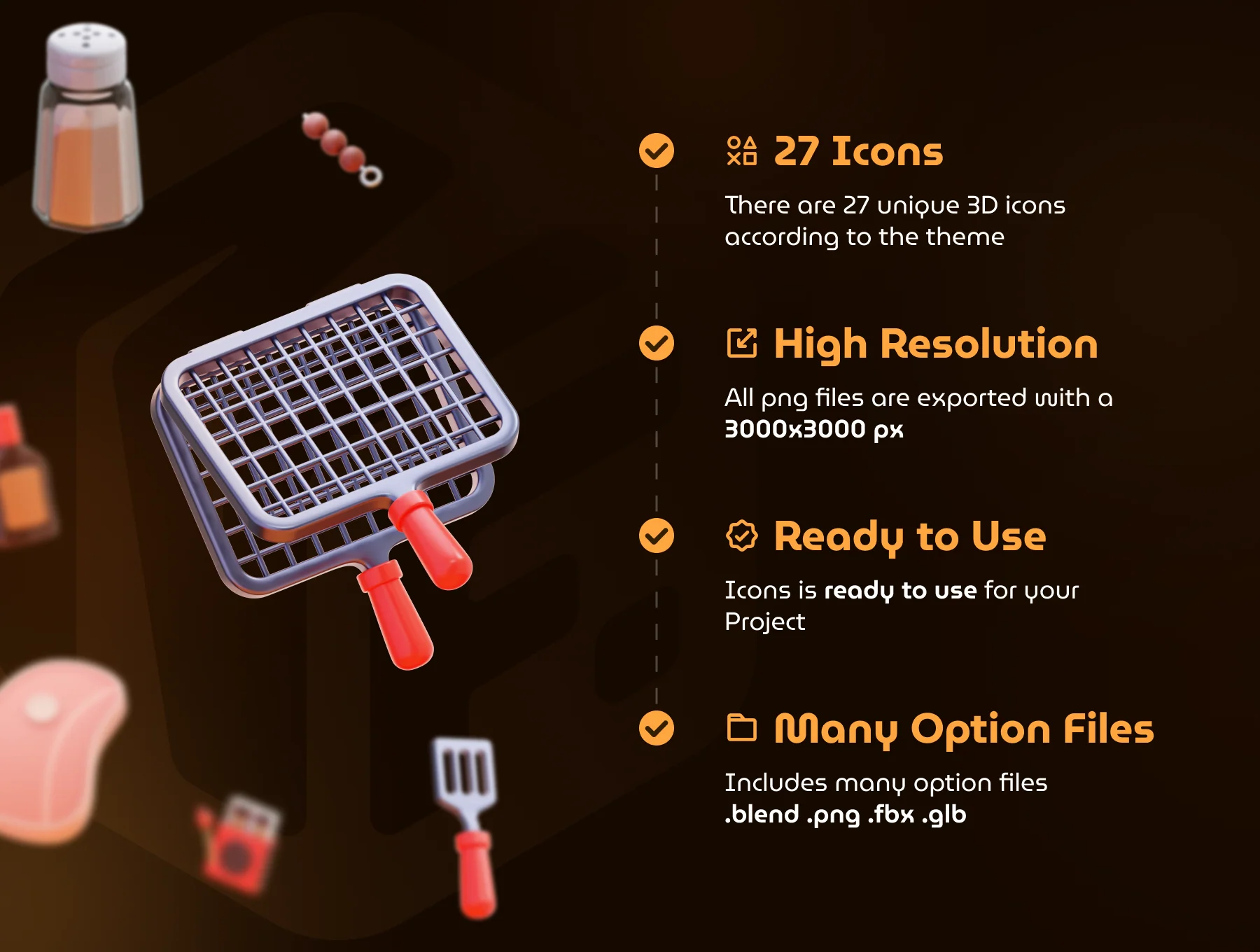 Barbecue 3D Icon Set 3