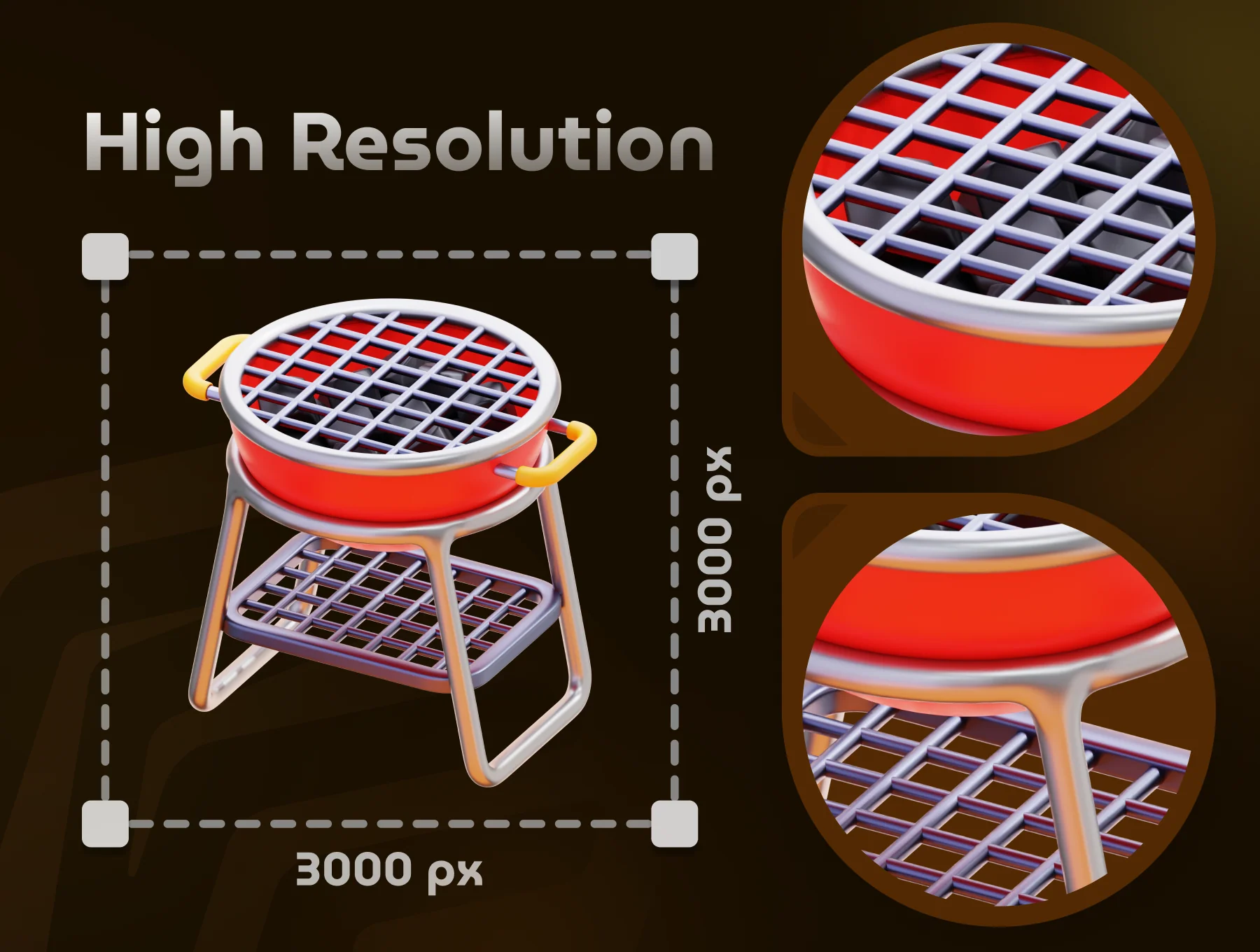 Barbecue 3D Icon Set 4