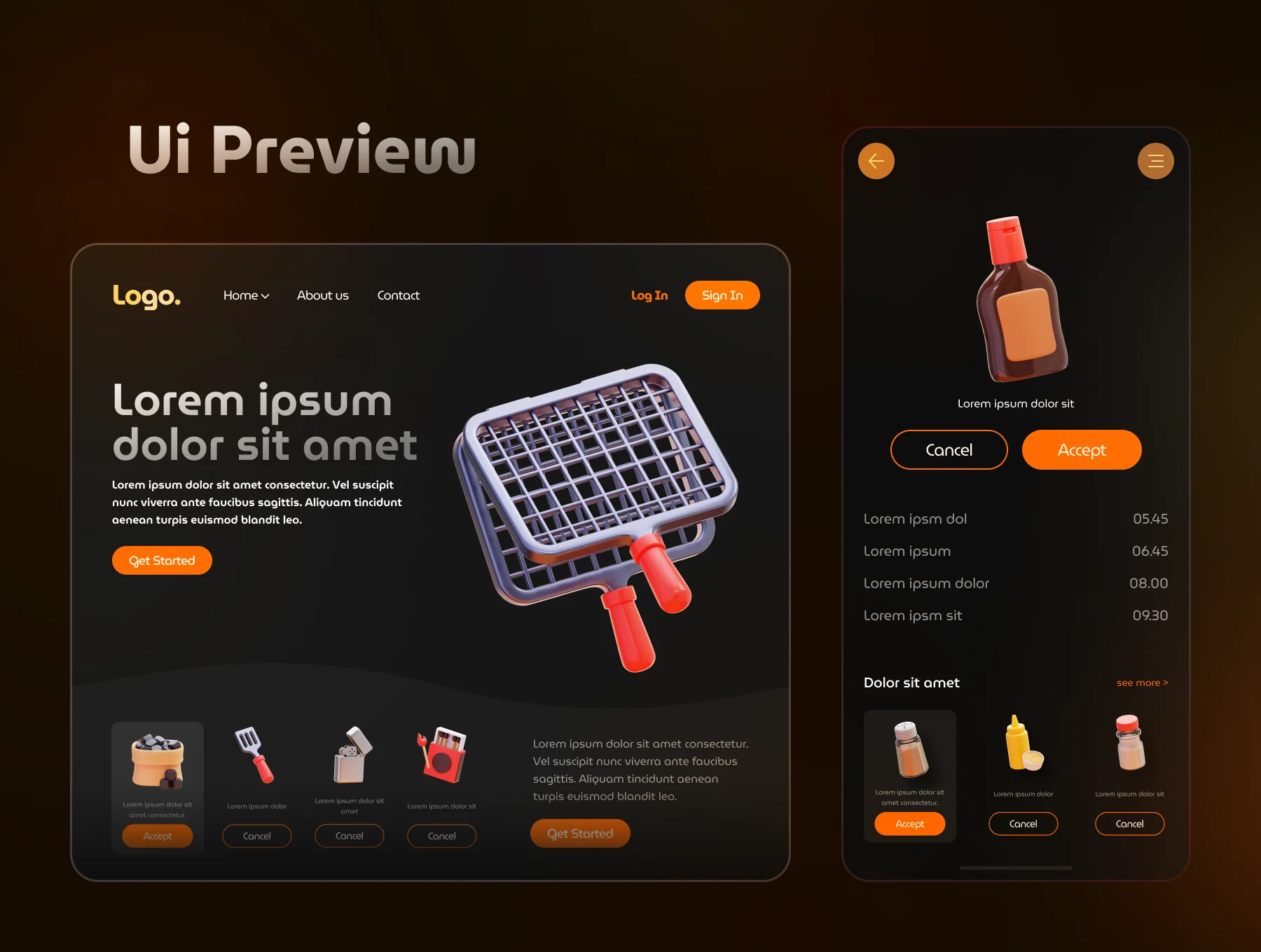 Barbecue 3D Icon Set 5