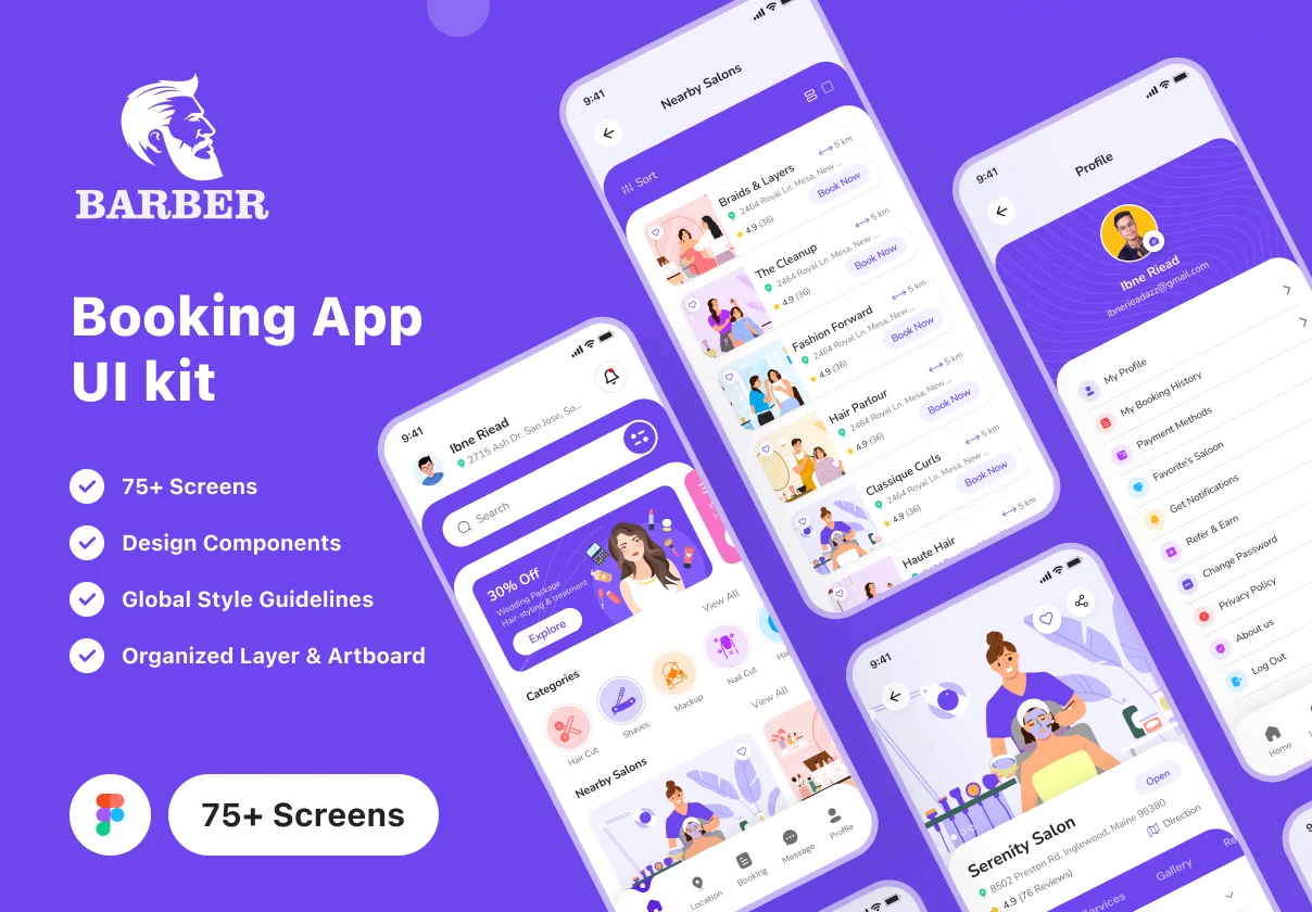 Barber | Booking app UI kit