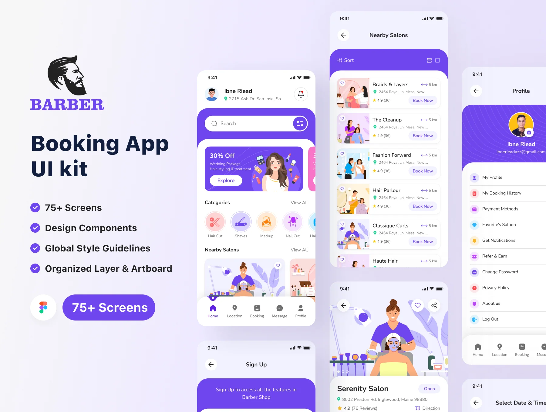 Barber | Booking app UI kit