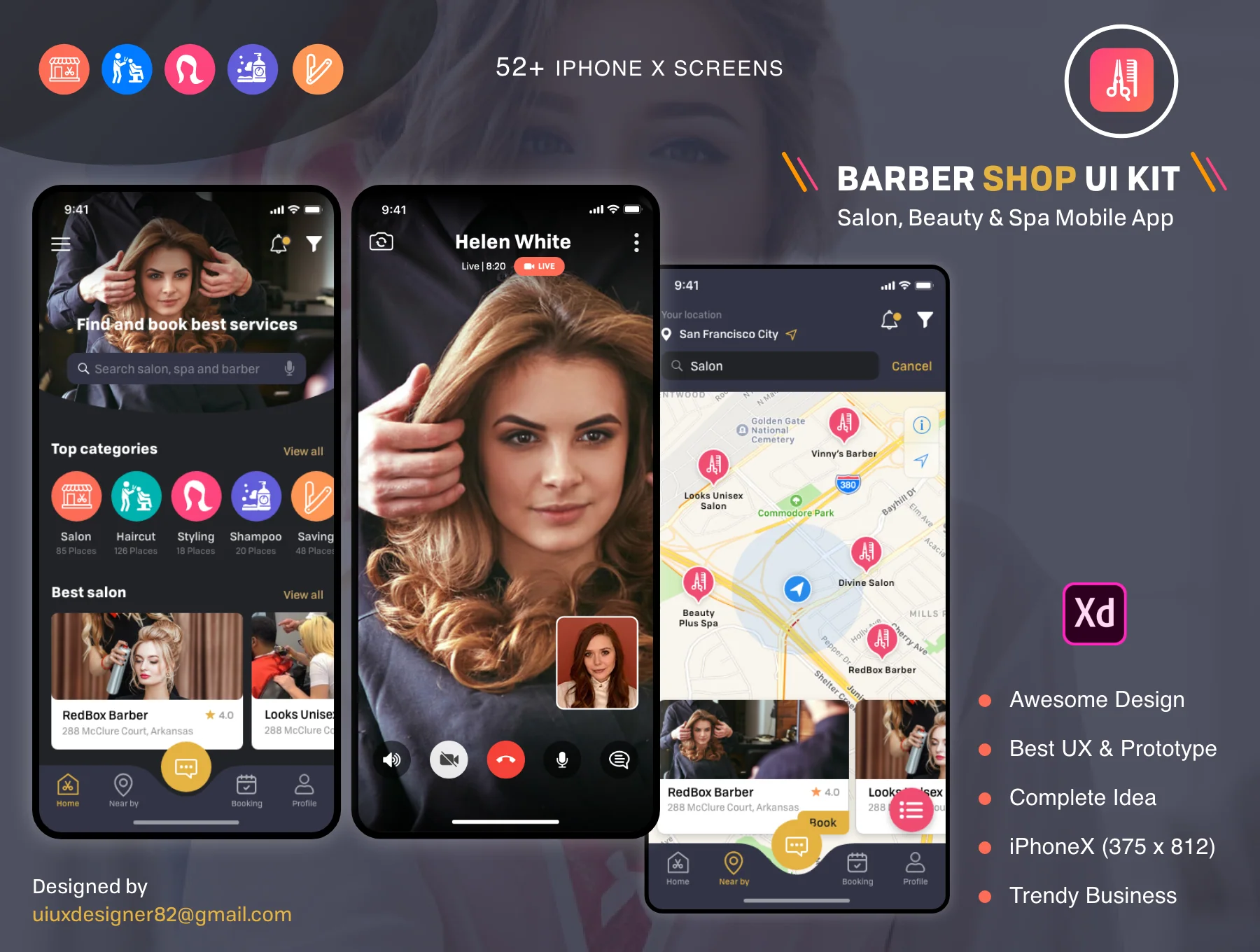 Barber Haircut, Salon & Beauty UI KIT