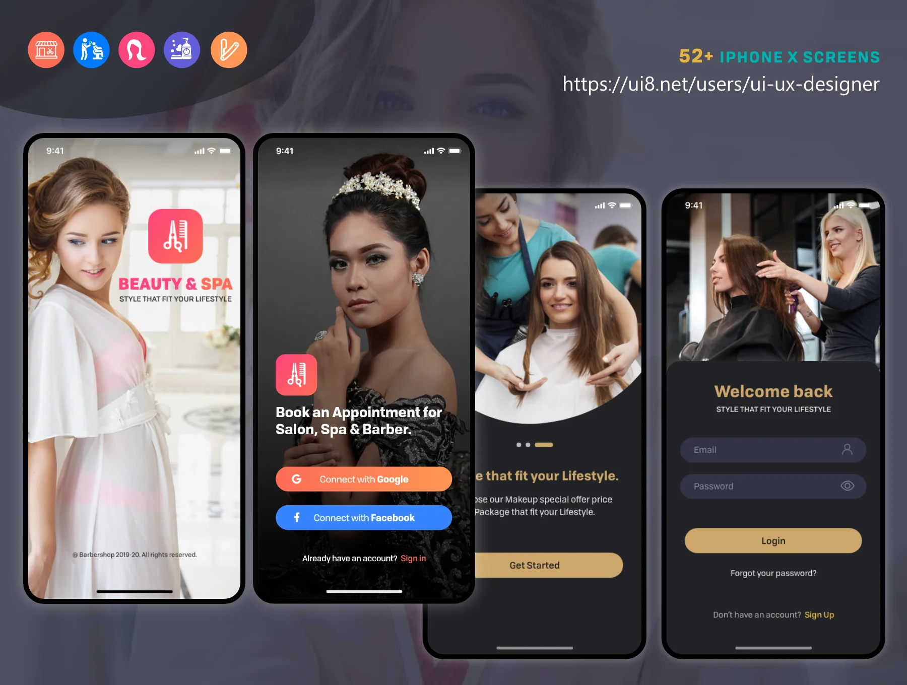 Barber Haircut, Salon & Beauty UI KIT 3