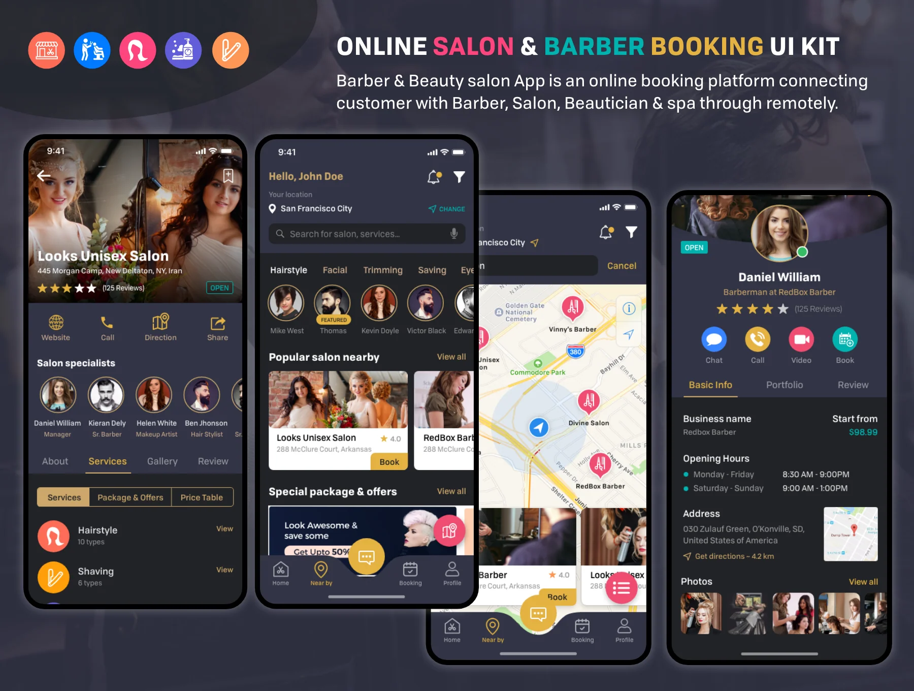 Barber Haircut, Salon & Beauty UI KIT 4