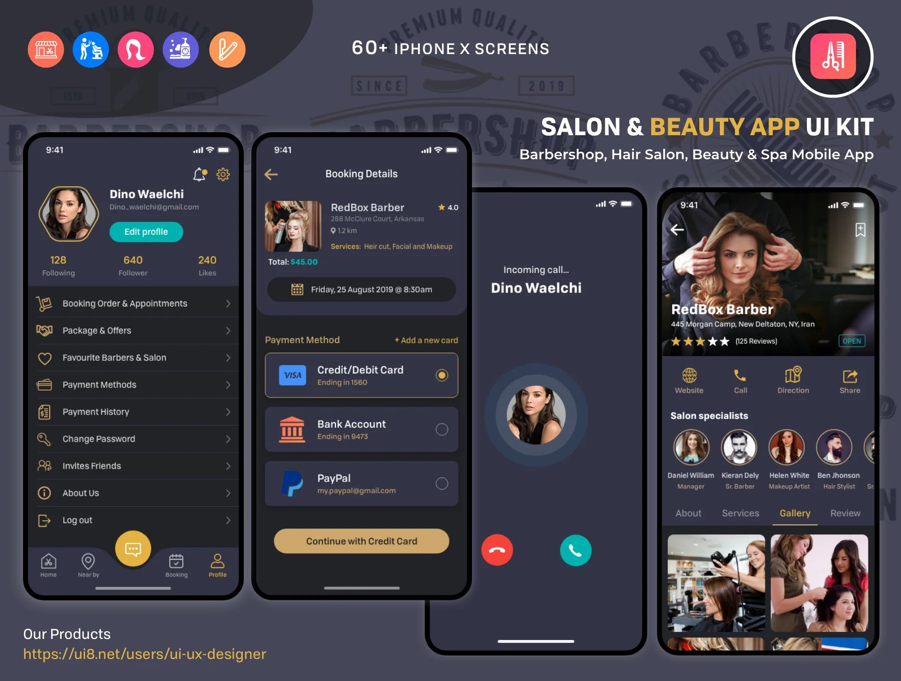 Barber Haircut, Salon & Beauty UI KIT 6