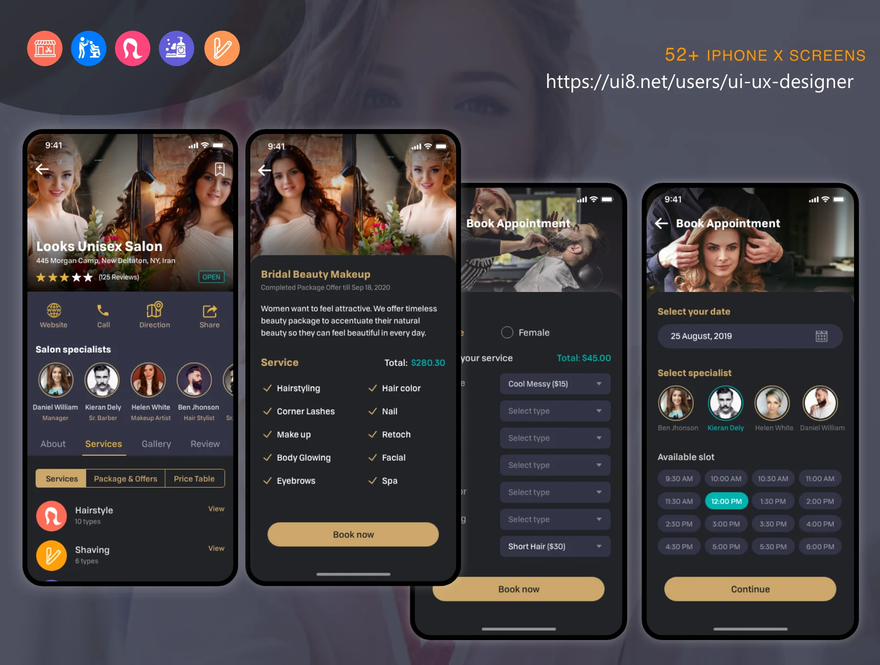 Barber Haircut, Salon & Beauty UI KIT 7
