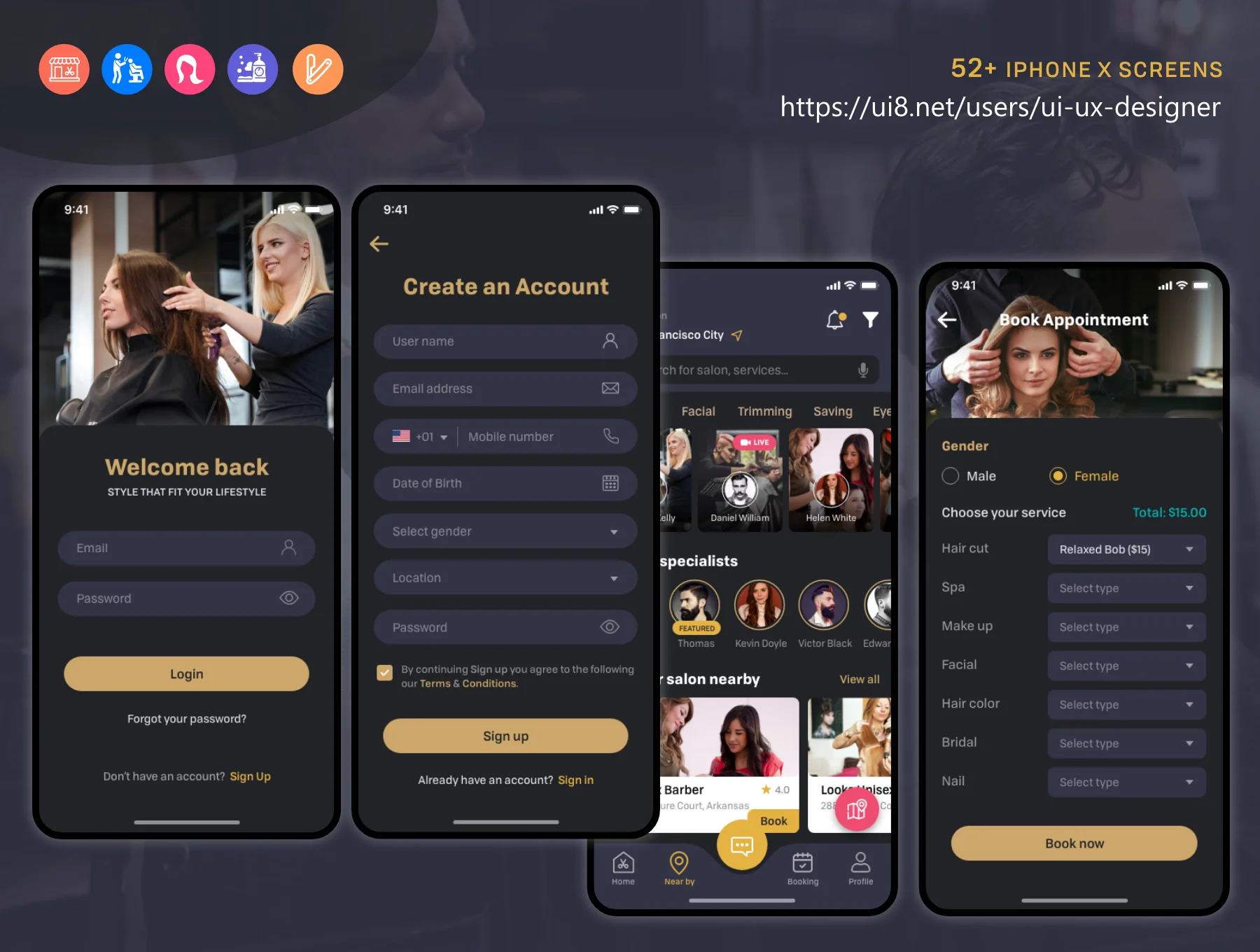 Barber Haircut, Salon & Beauty UI KIT 8