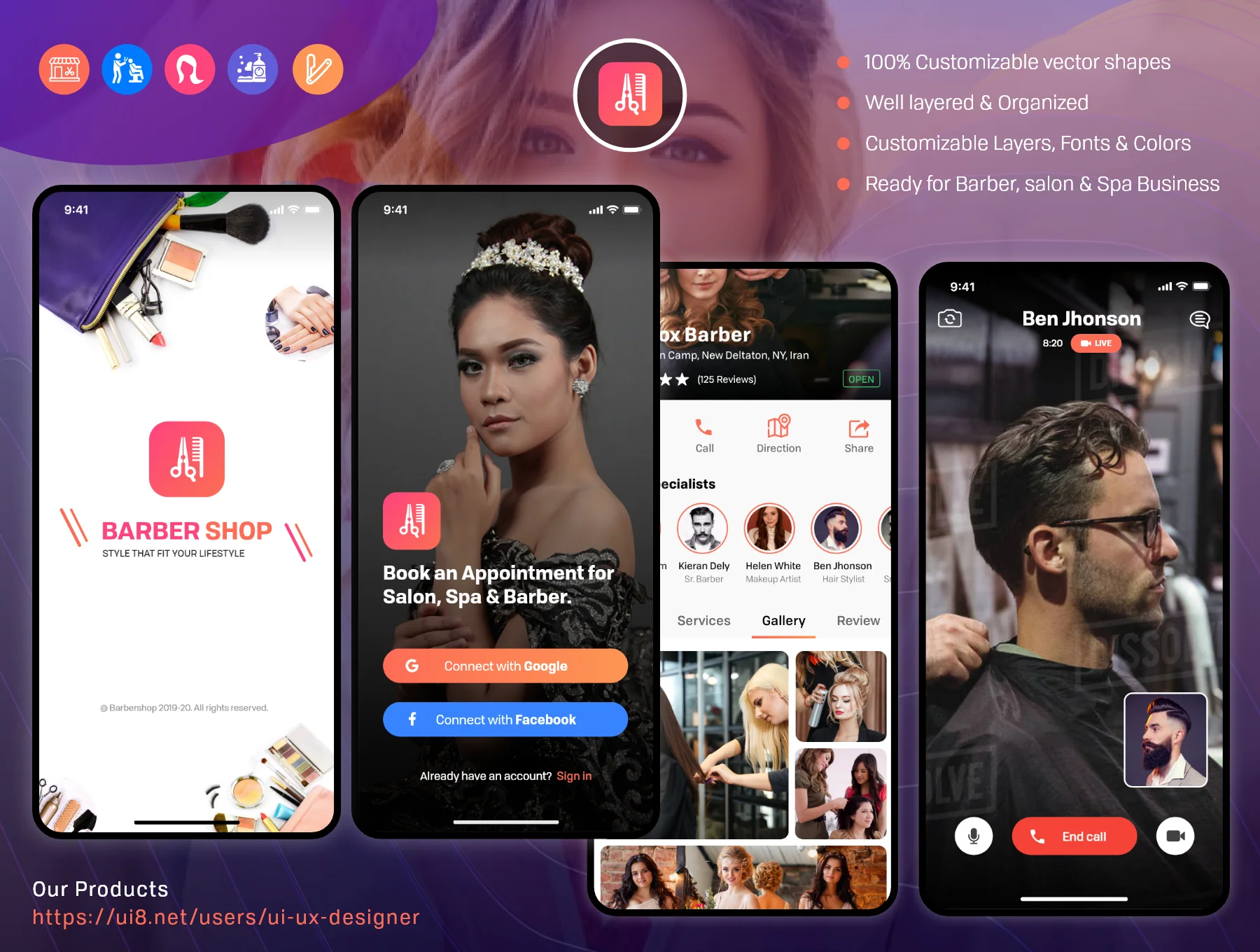 Barber & Salon UI KIT 2