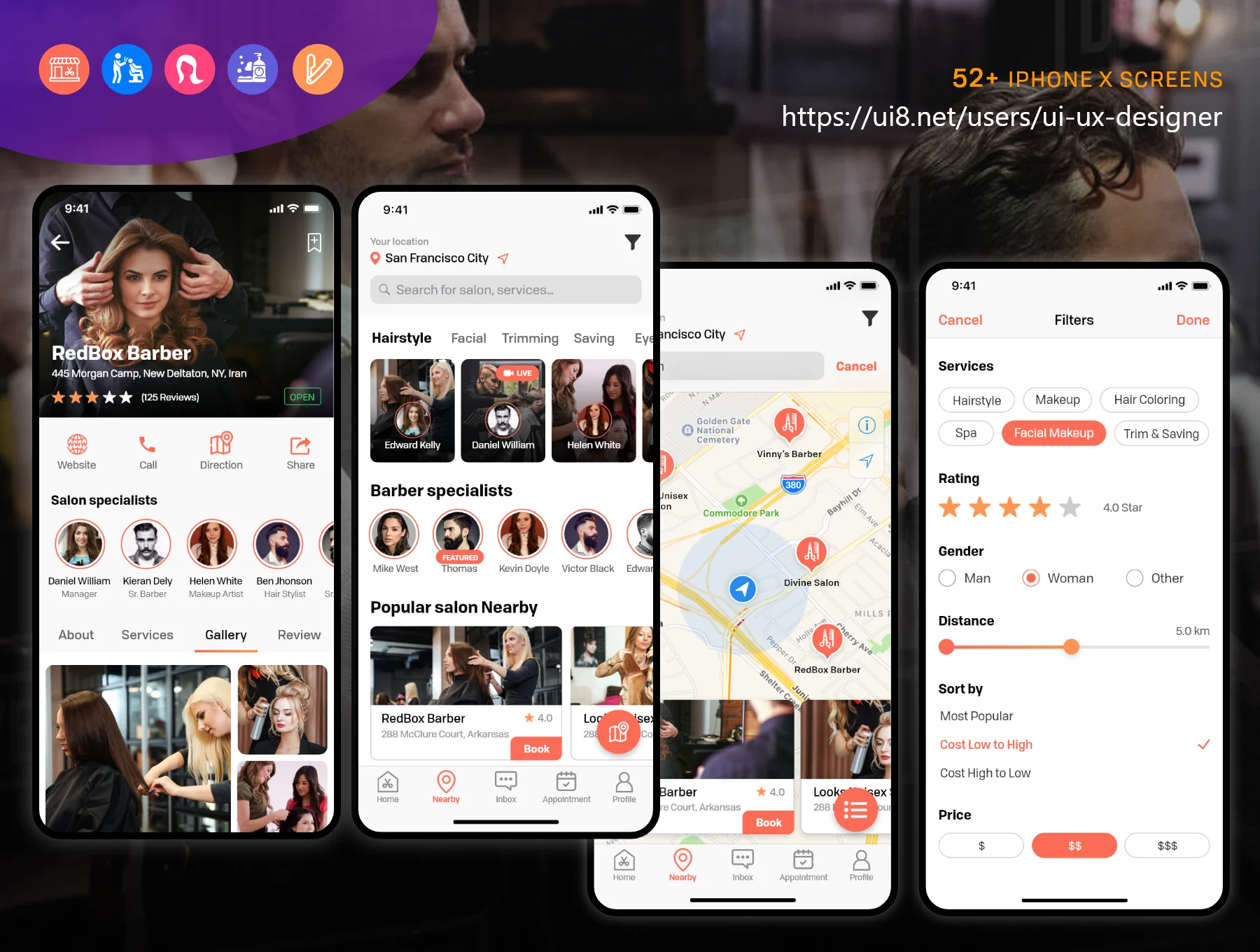 Barber & Salon UI KIT 4