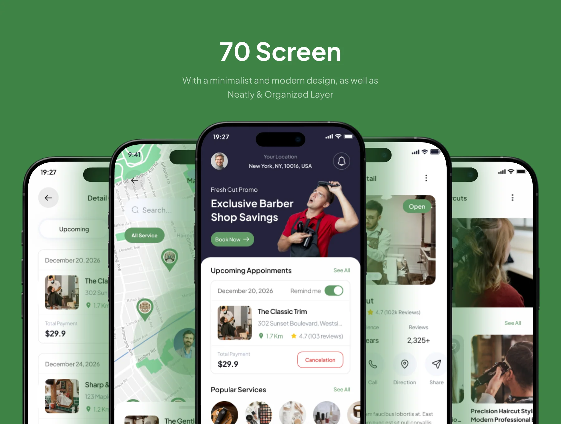 Barberly - Salon & Barber Mobile App UI Kit 3