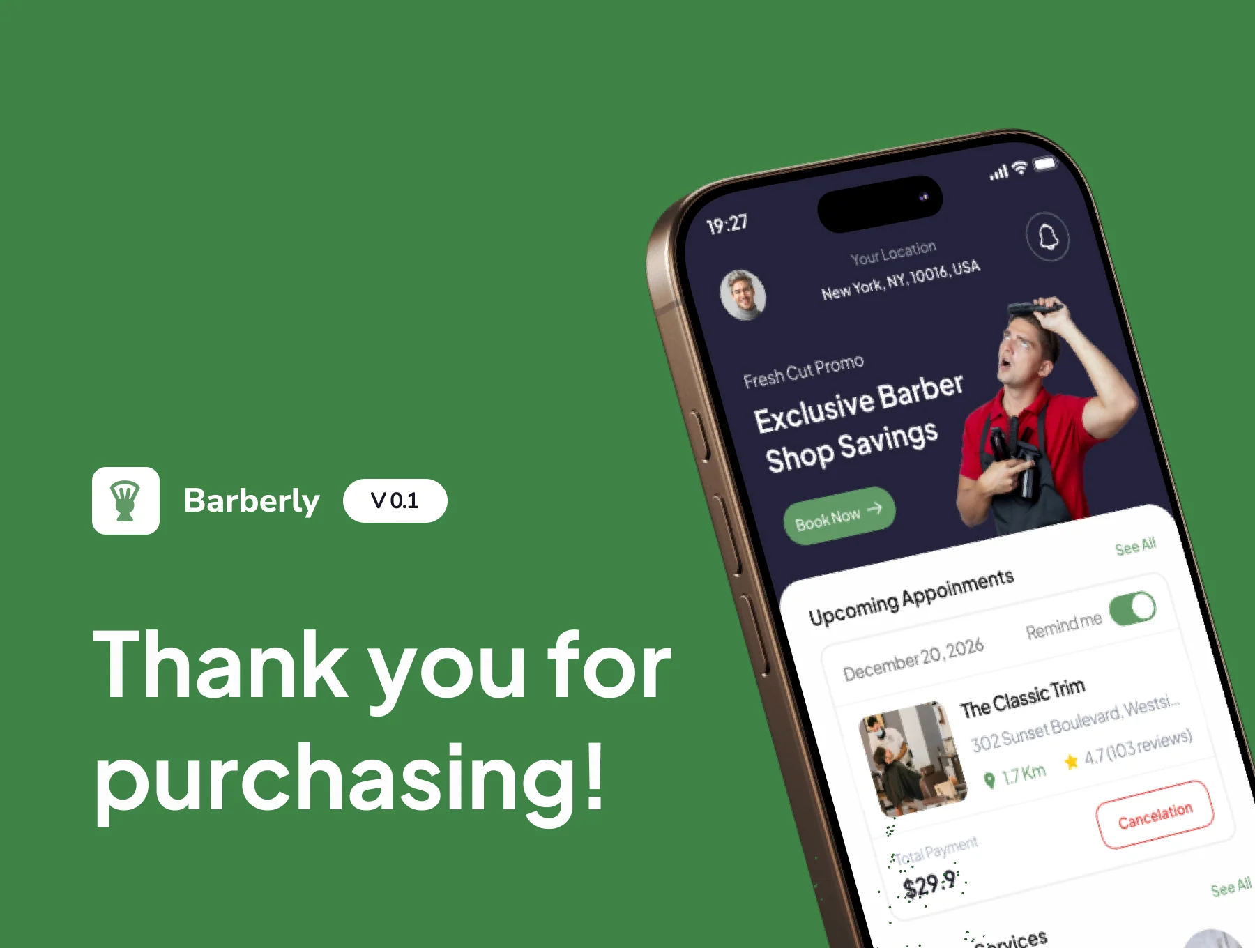 Barberly - Salon & Barber Mobile App UI Kit 6