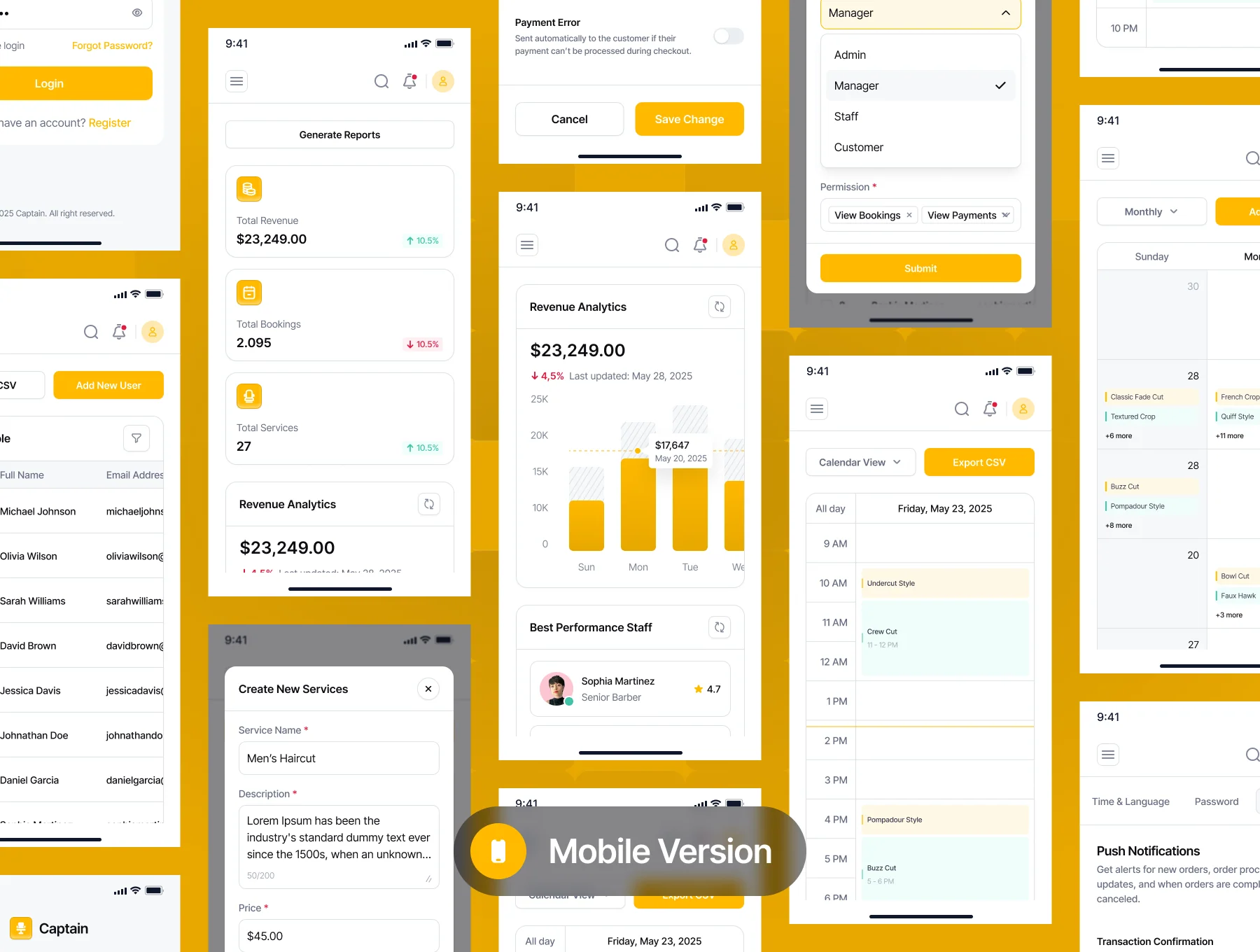 Captain - Barbershop Management Dashboard UI Kit 6