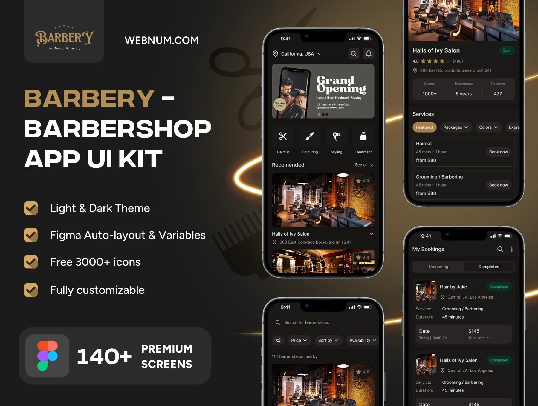 Barbery - Barbershop app UI Kit