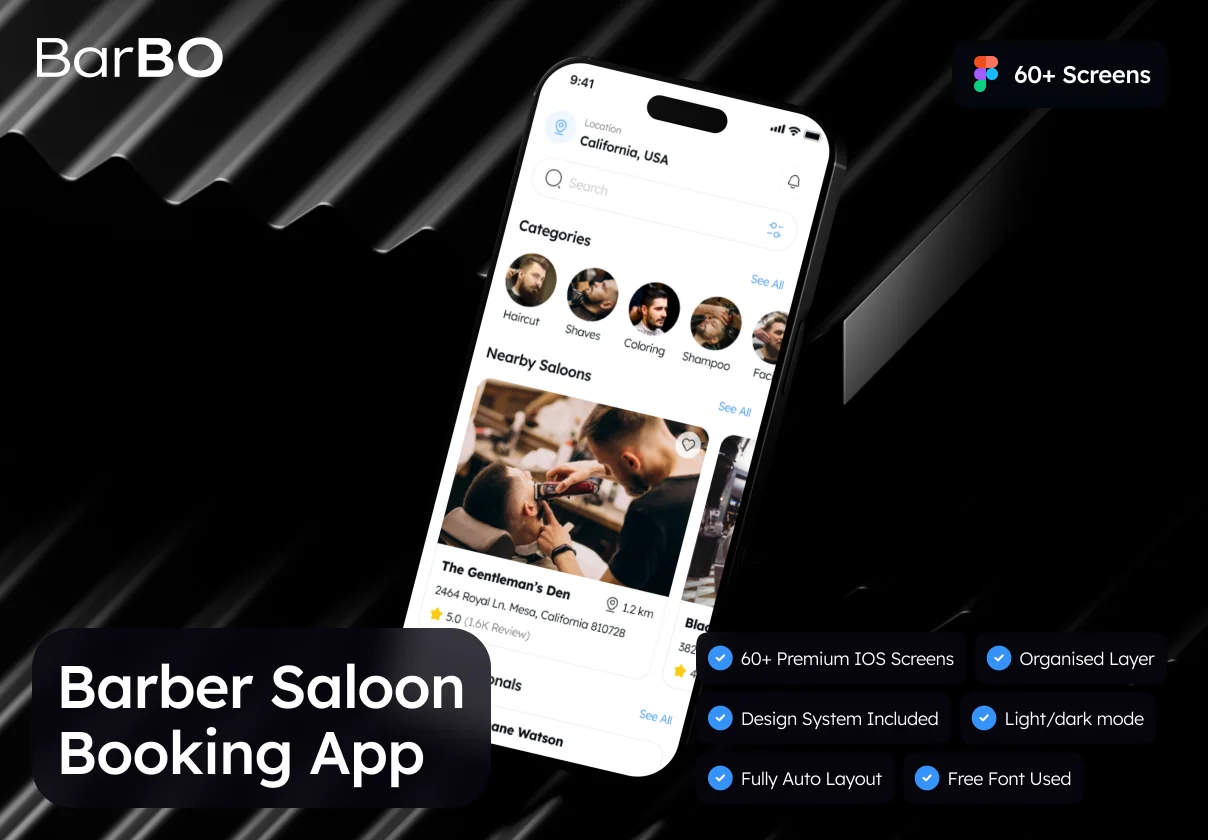 Barbo - Barber Saloon Booking App UI Kit