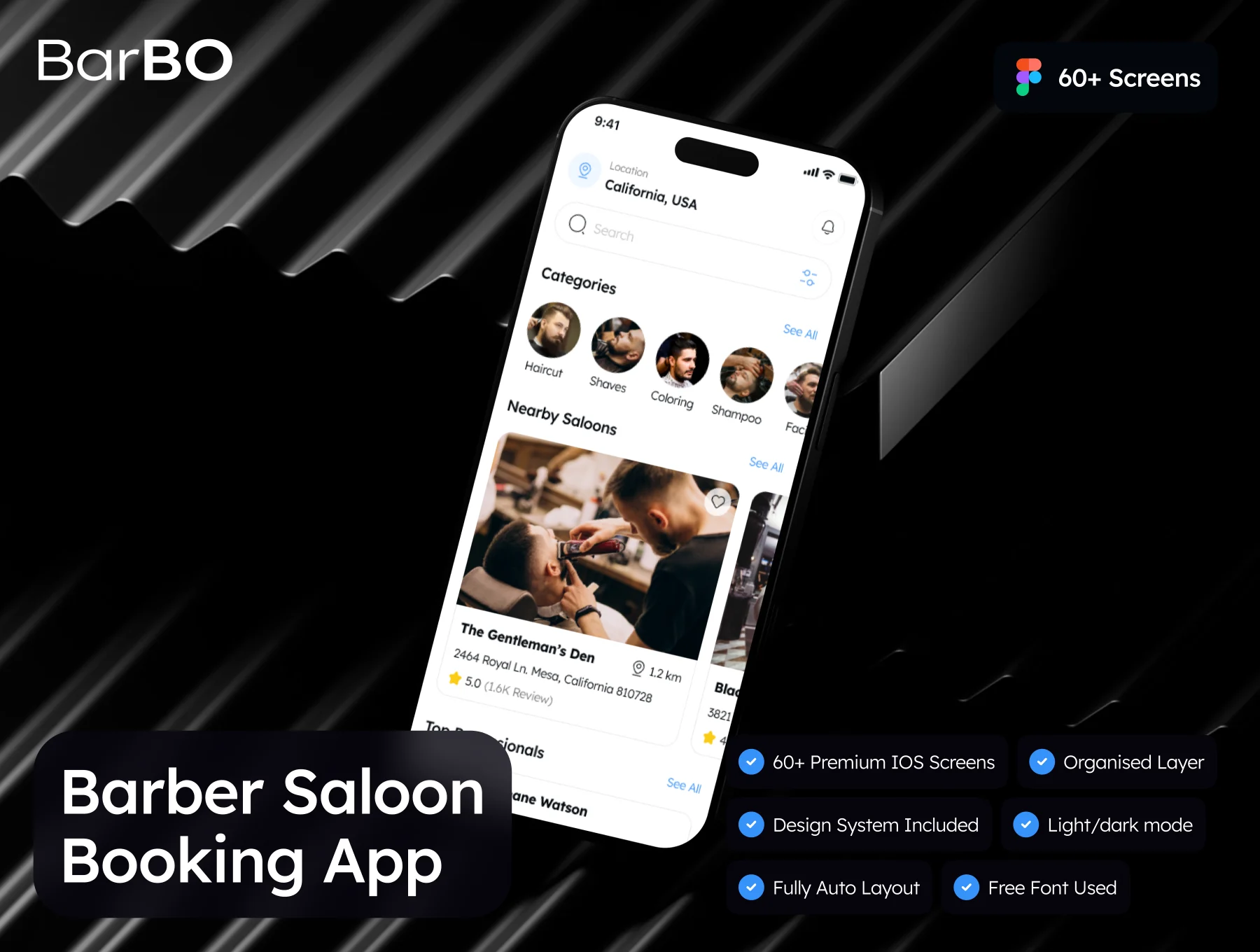 Barbo - Barber Saloon Booking App UI Kit