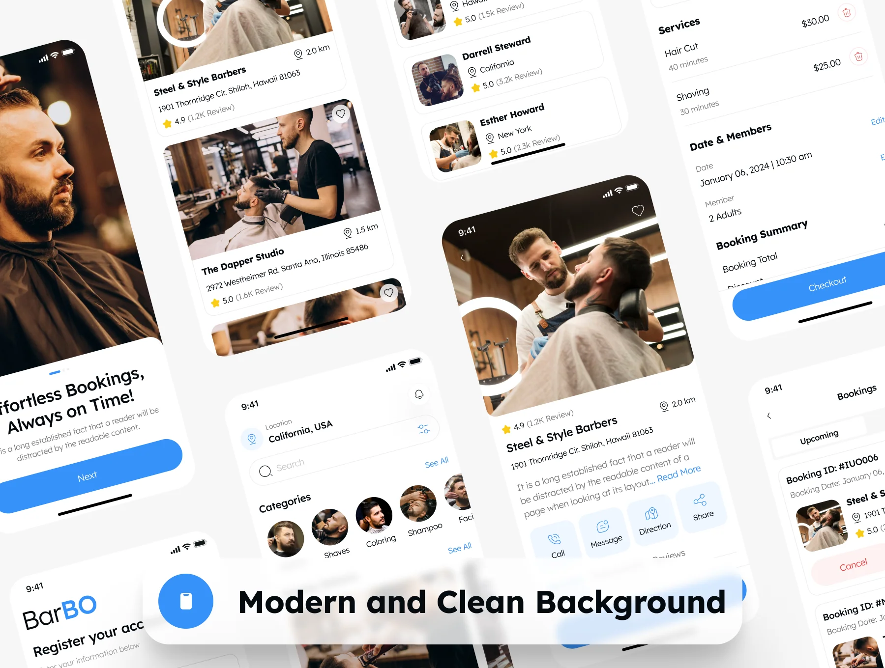 Barbo - Barber Saloon Booking App UI Kit 2