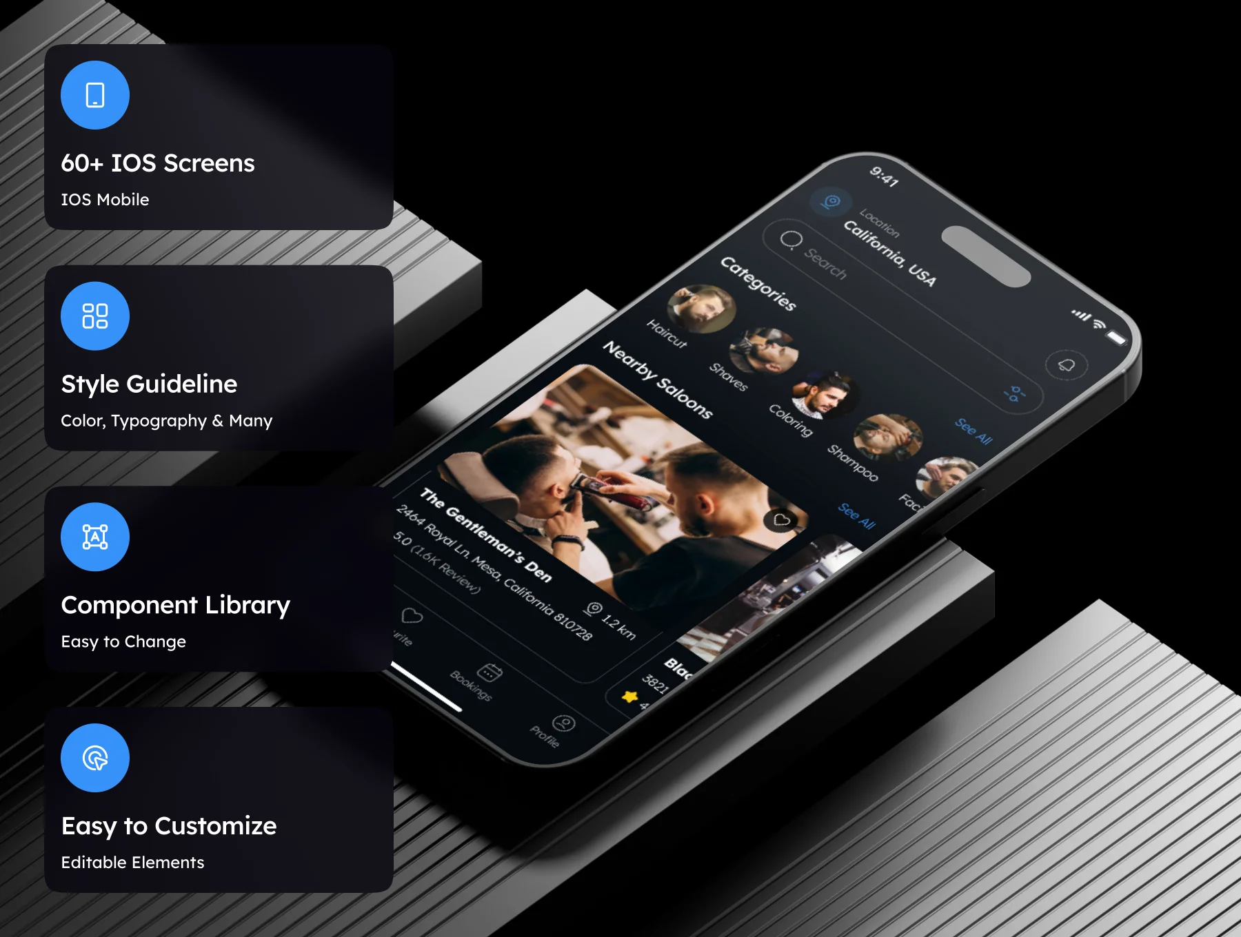 Barbo - Barber Saloon Booking App UI Kit 3