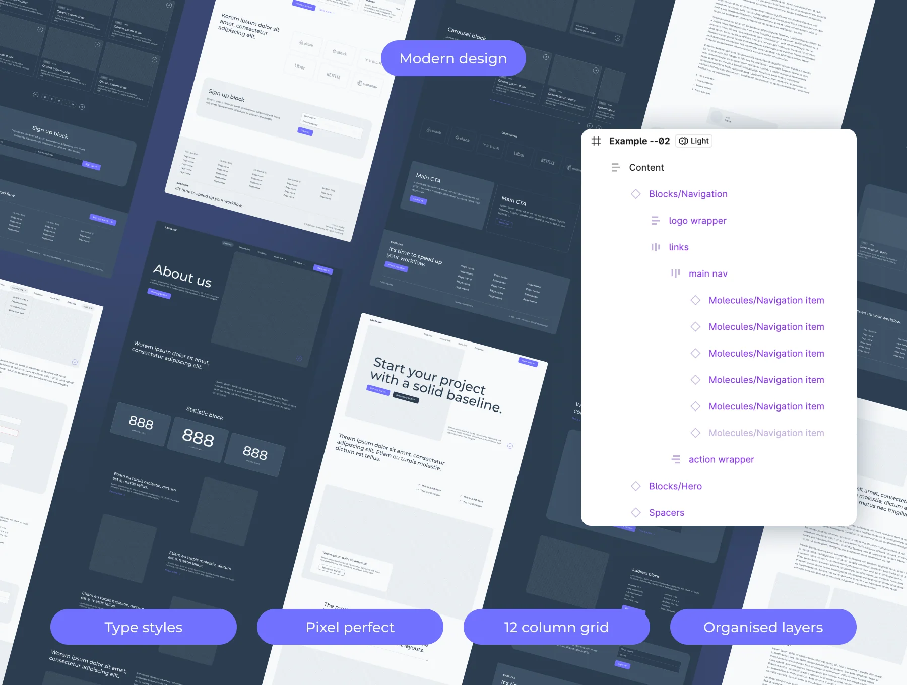 Baseline desktop wireframe kit 2