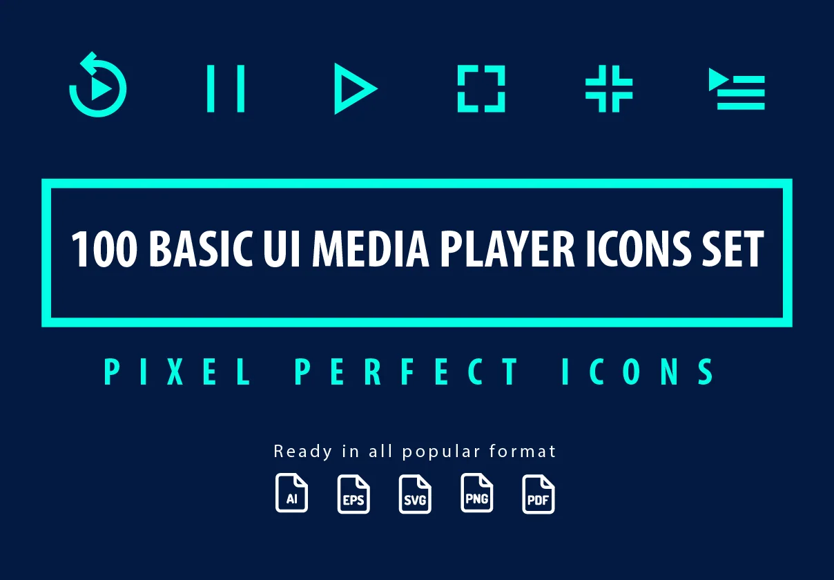 Basic UI Media Player Icons Set
