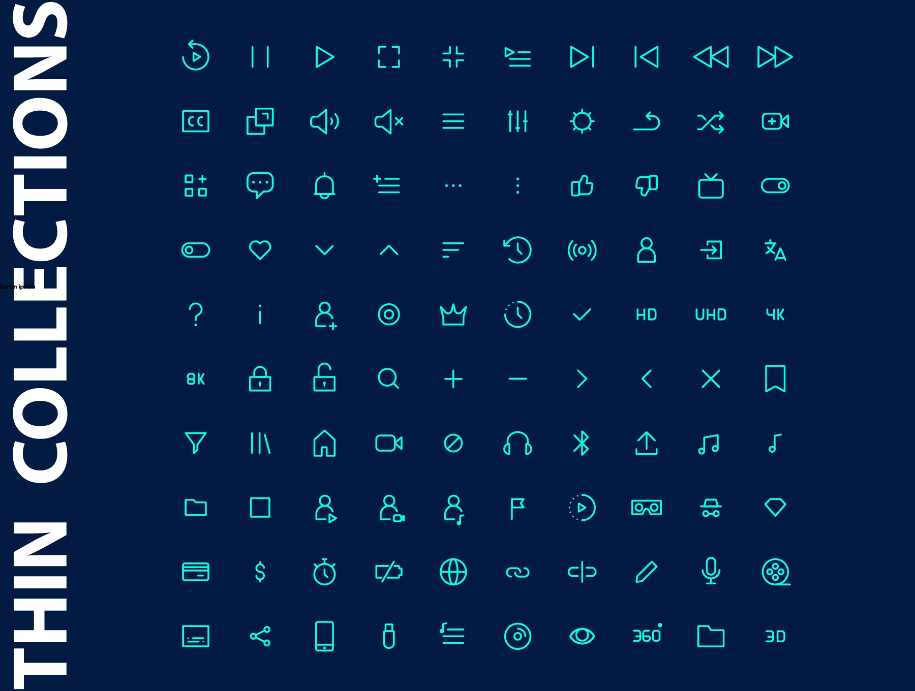 Basic UI Media Player Icons Set 5