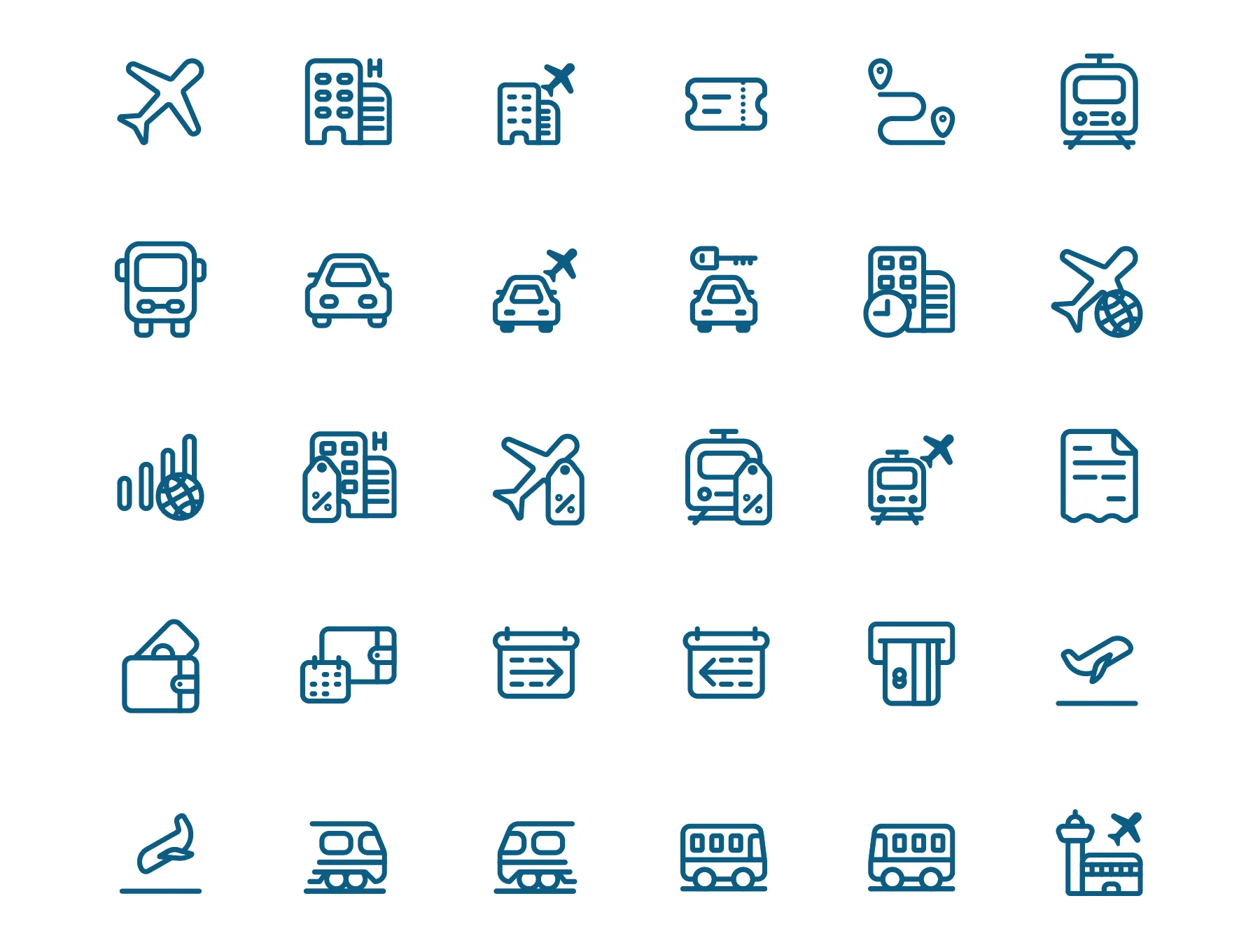 Basic UI Travel Lineart Icons Set 2