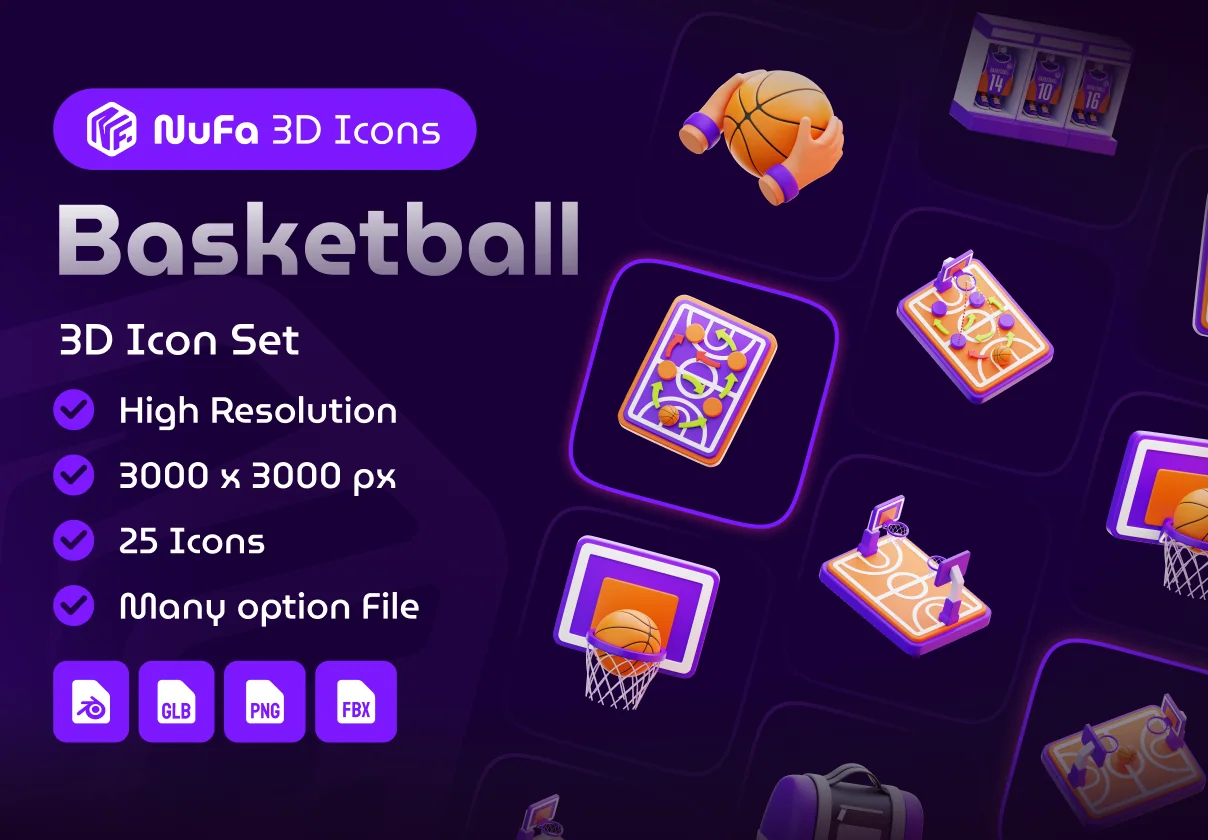 Basketball 3D Icon Set