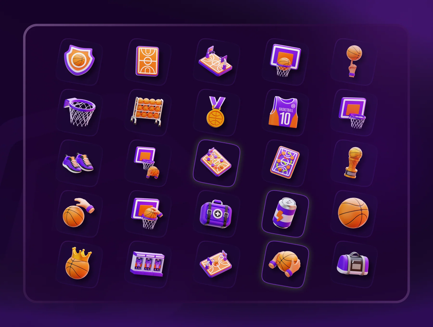 Basketball 3D Icon Set 2