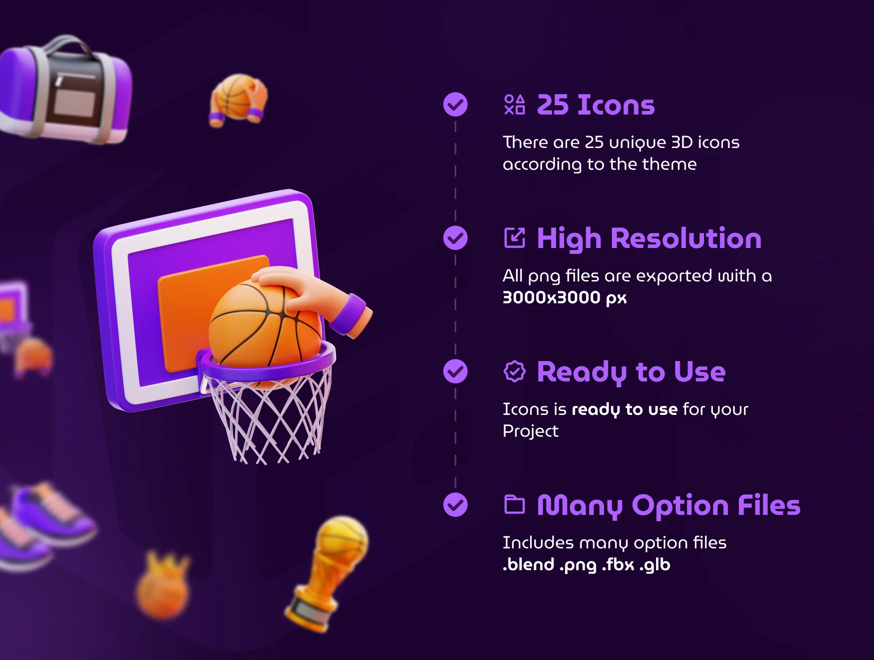 Basketball 3D Icon Set 3