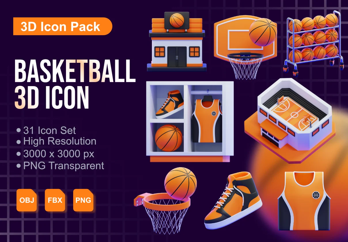 Basketball 3D Icons Packs