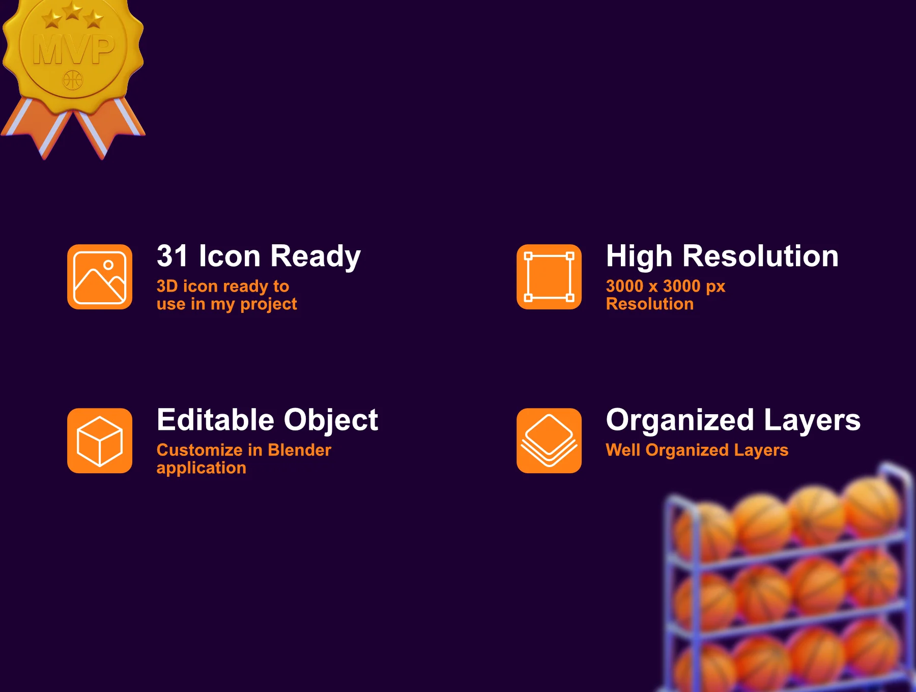 Basketball 3D Icons Packs 2