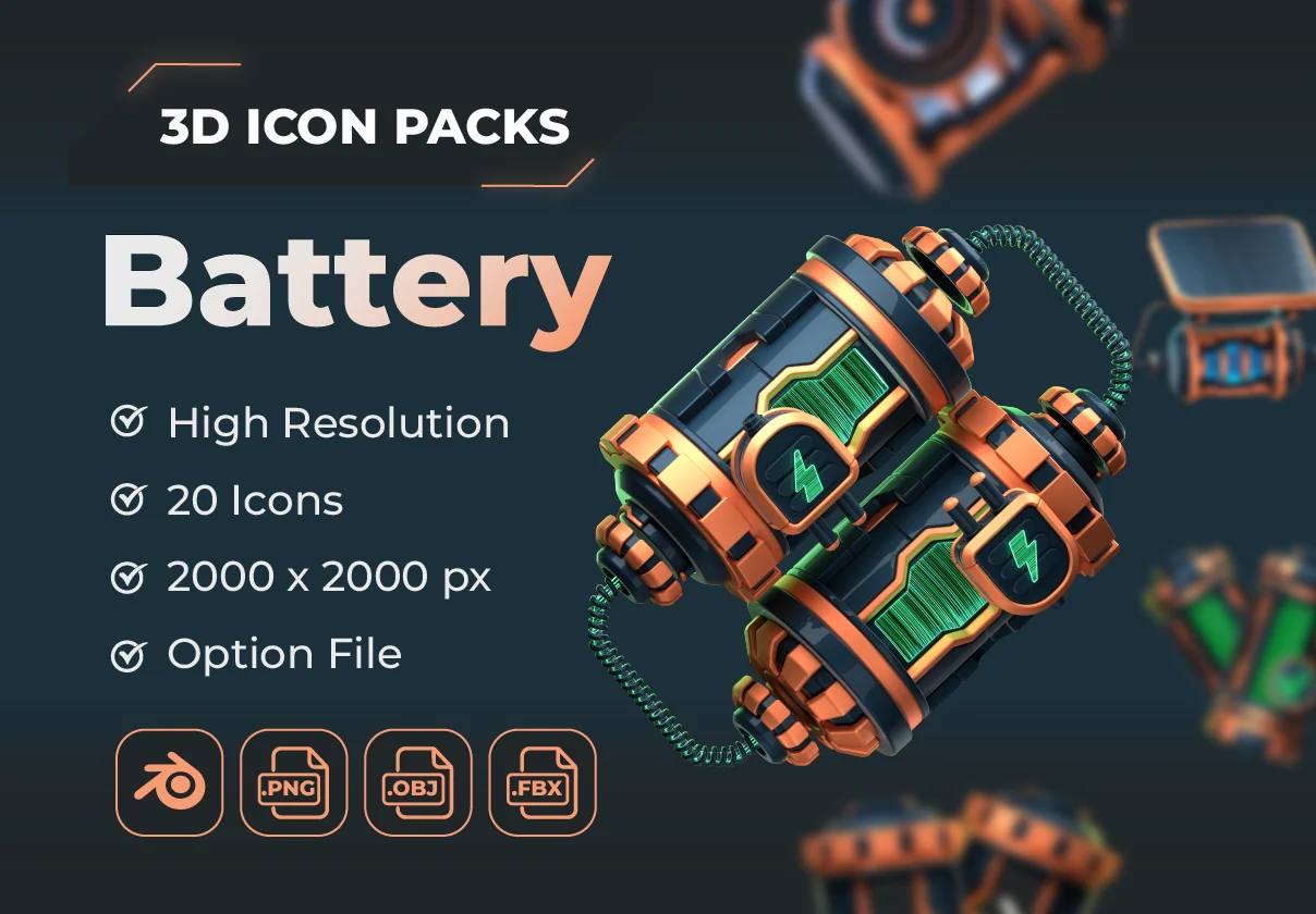 Battery 3D Icon Packs