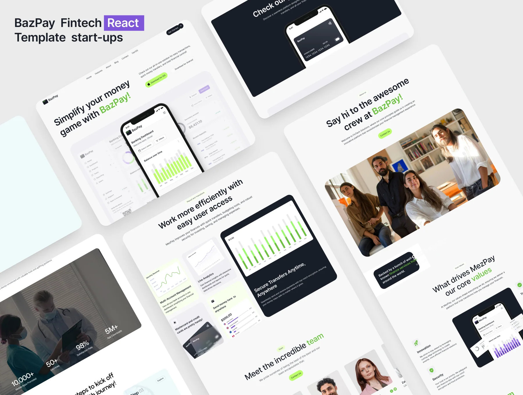 BazPay – Fintech React Template for Startups