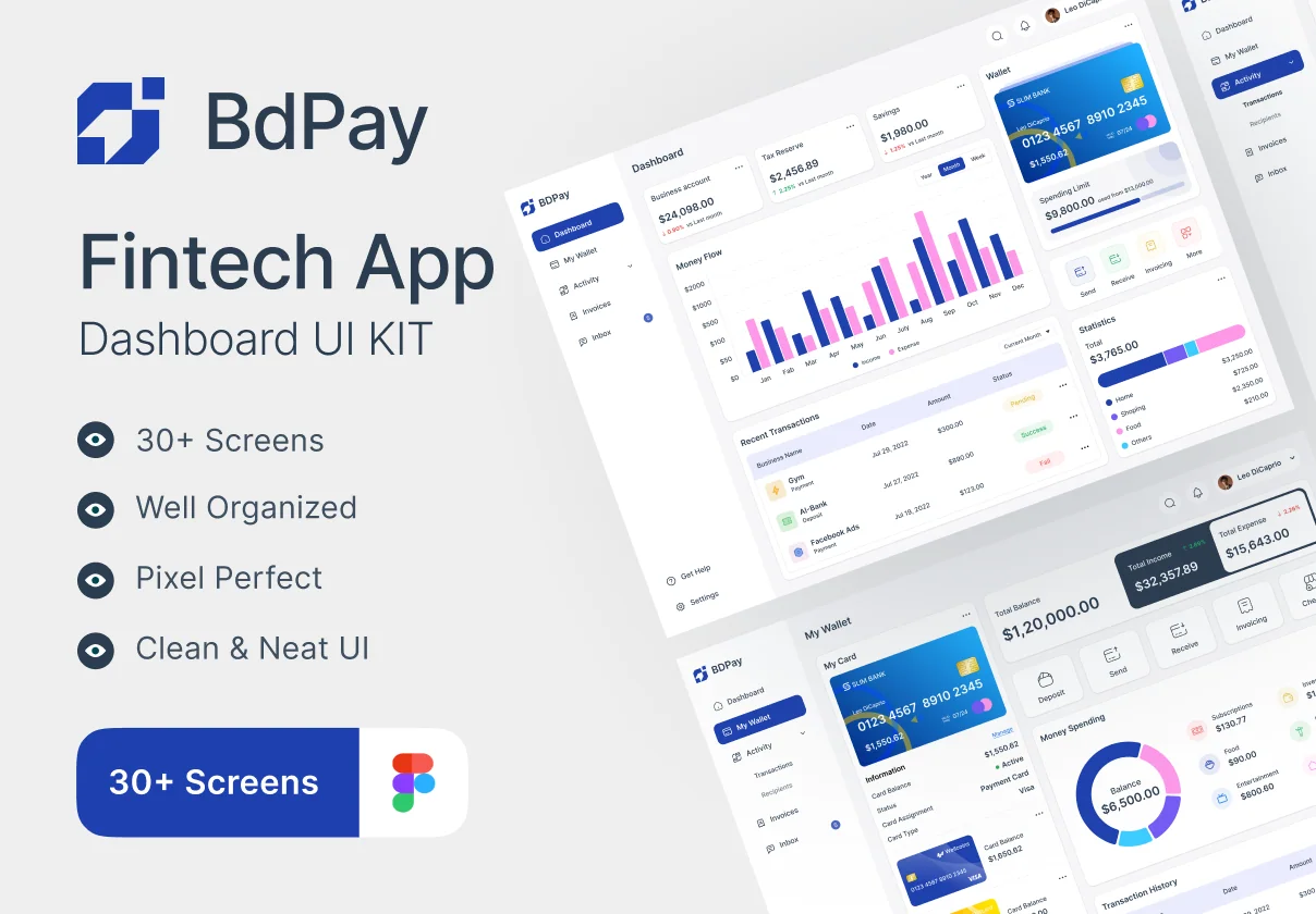 BdPay Fintech App Dashboard UI KIT