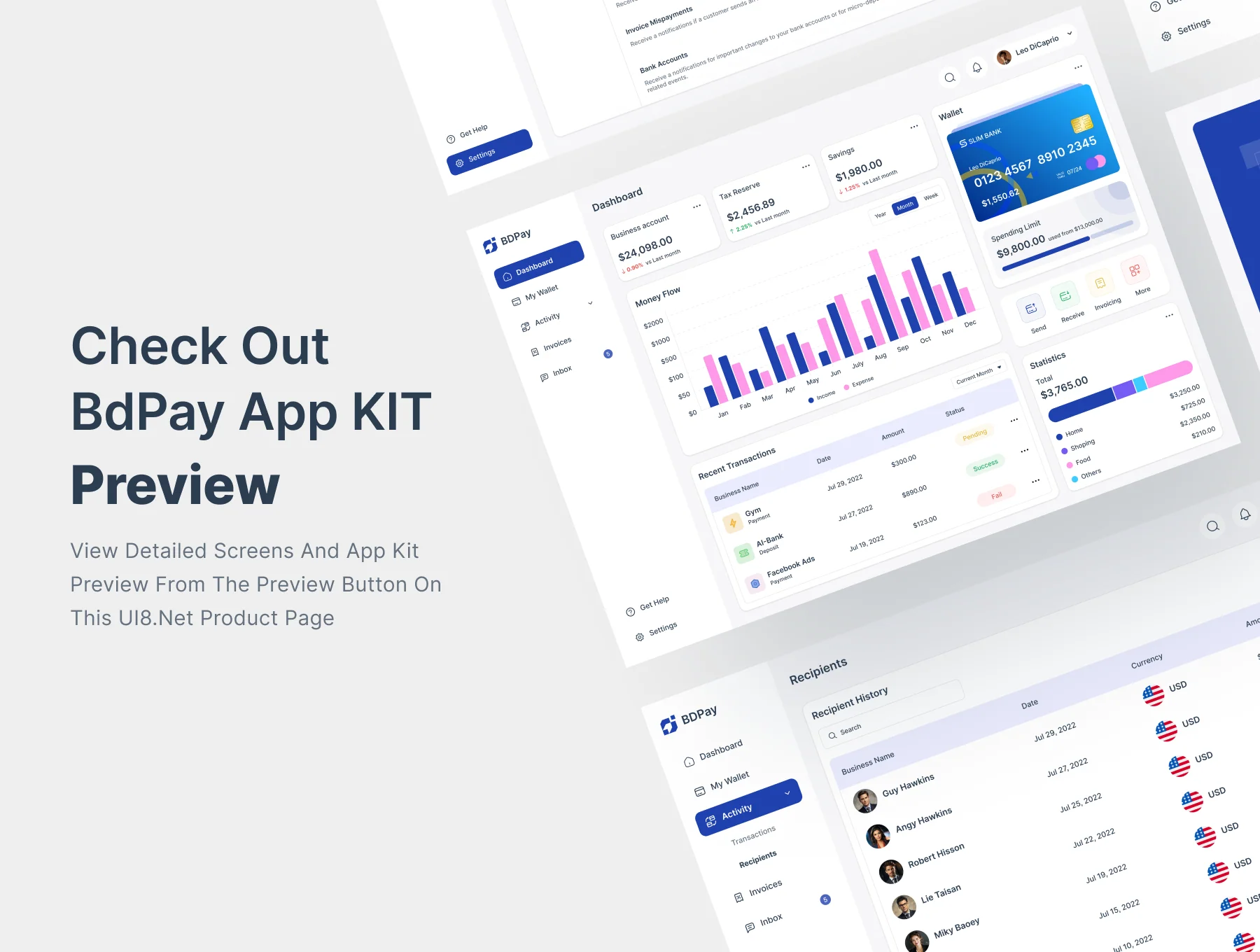 BdPay Fintech App Dashboard UI KIT 6