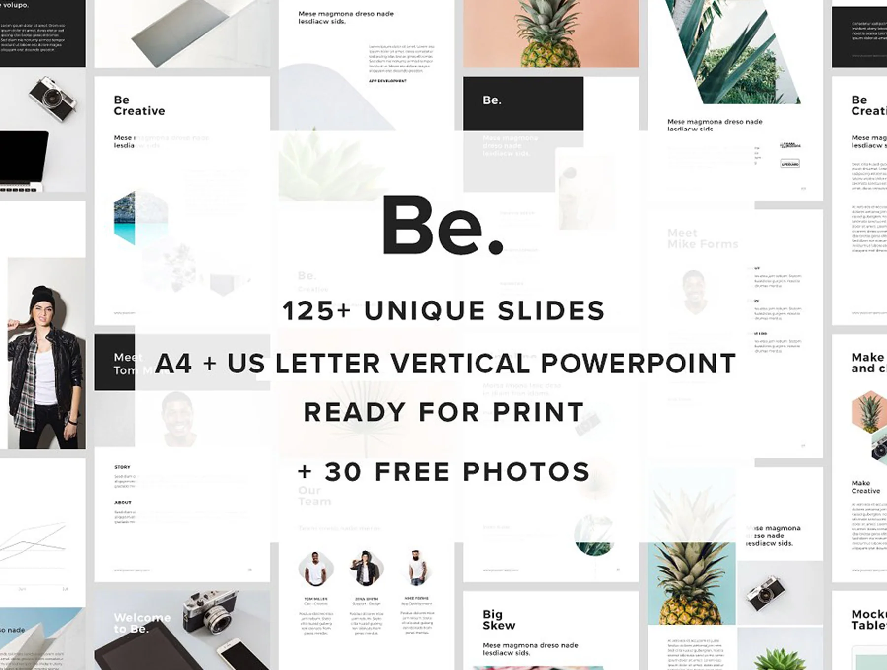 BE - A4 Vertical Powerpoint Template + 30 Photos