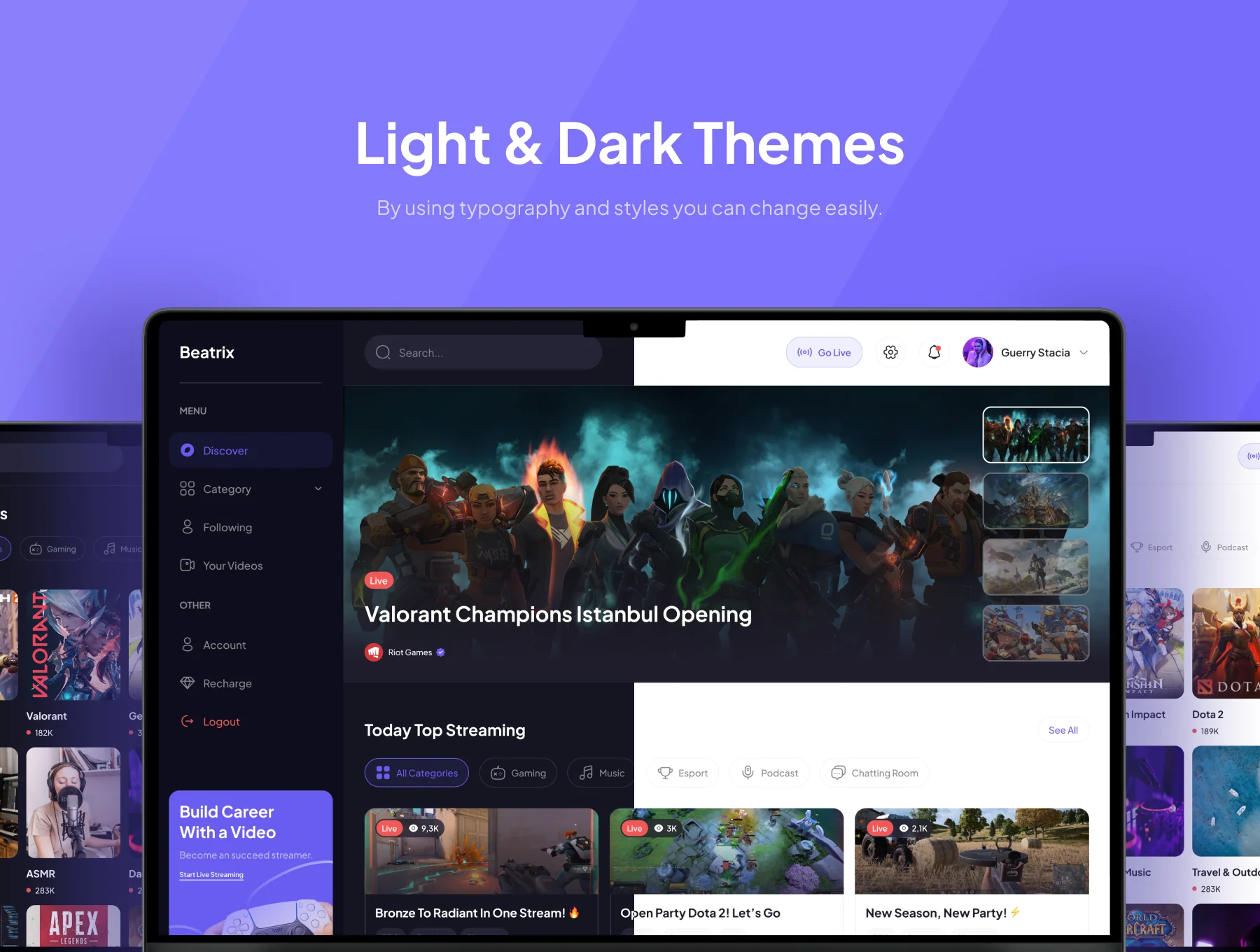 Beatrix - Live Streaming Dashboard 4